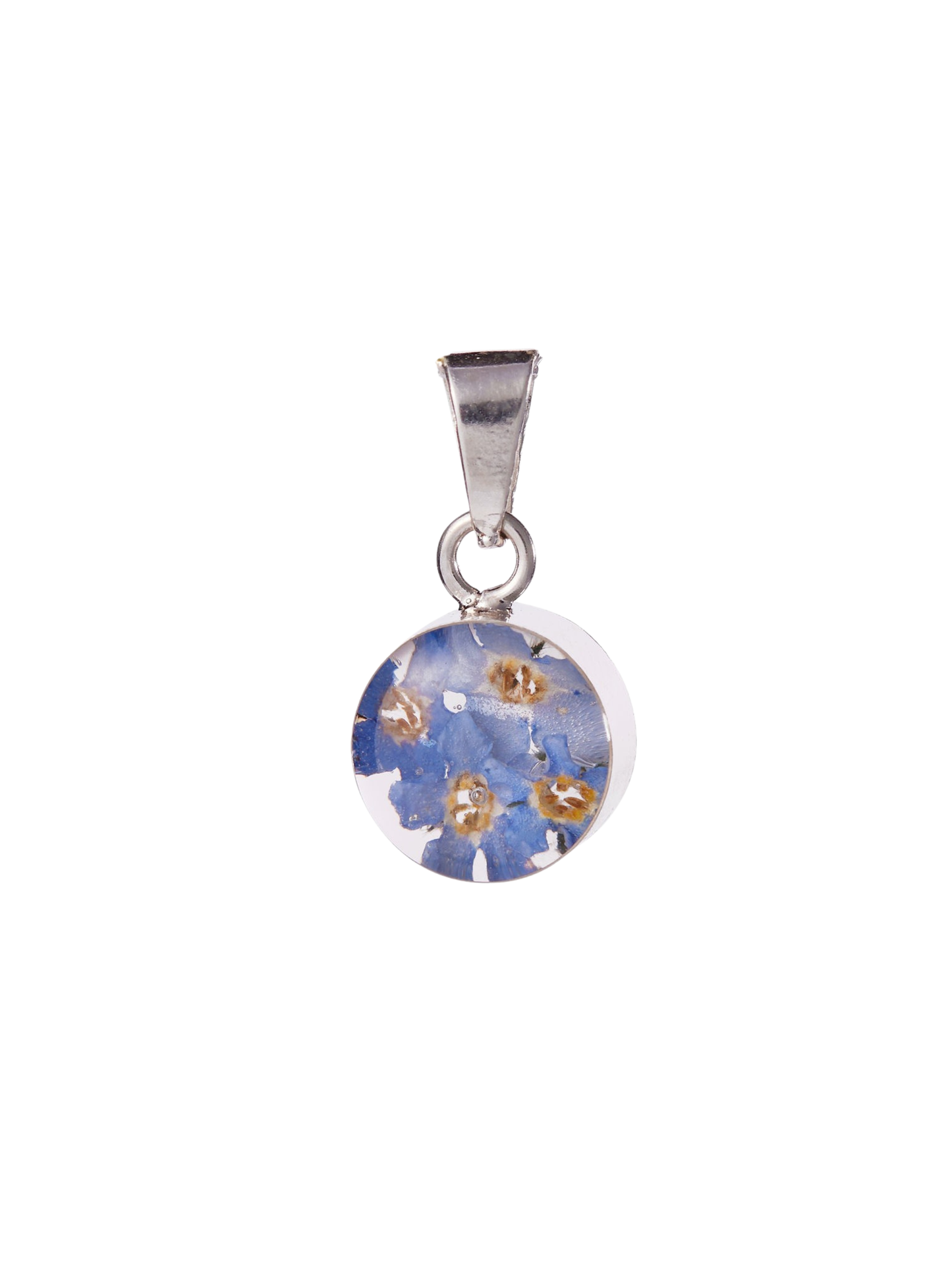Round pendant with floral design on a white background