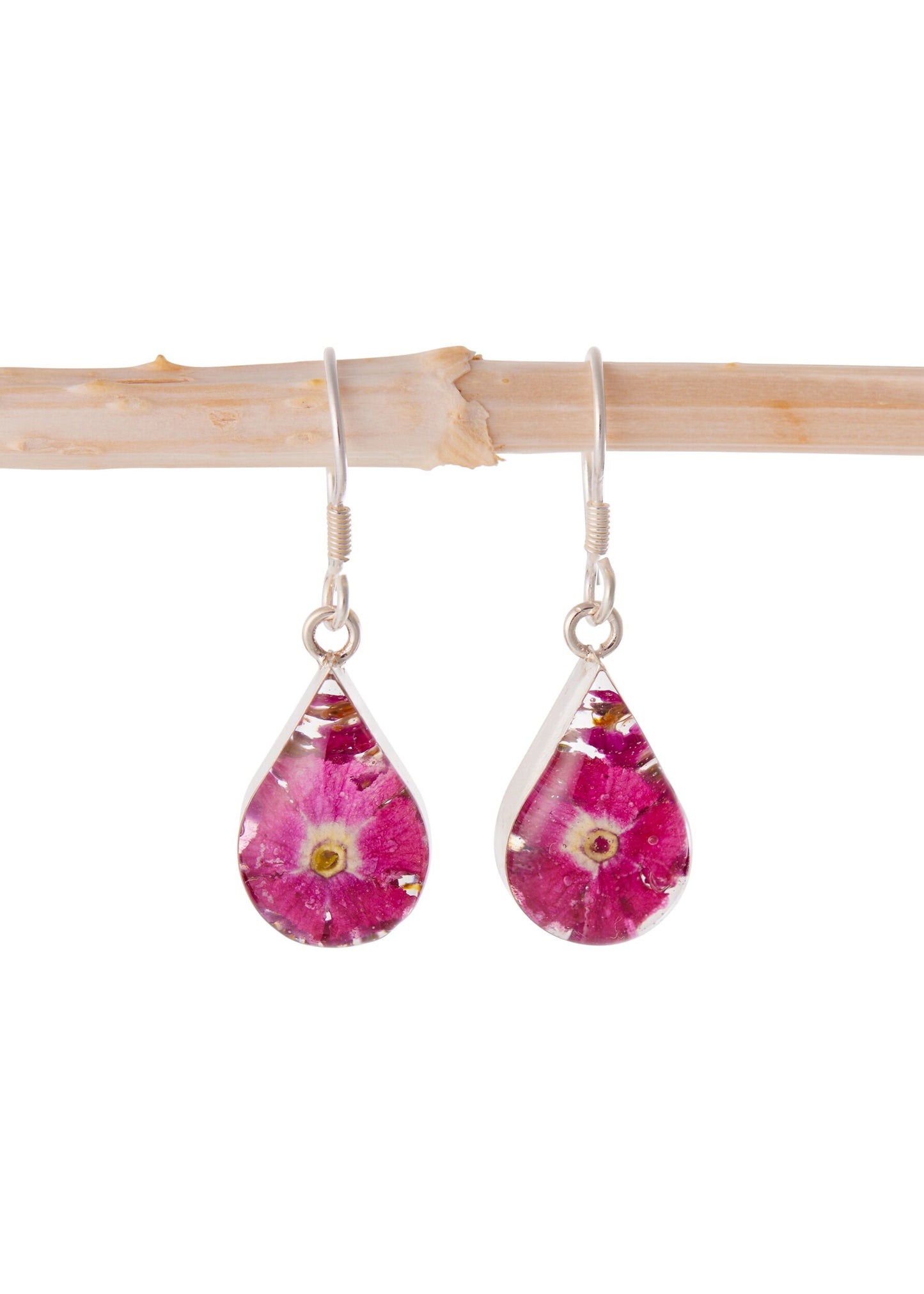 Teardrop Earrings with Pink Flowers