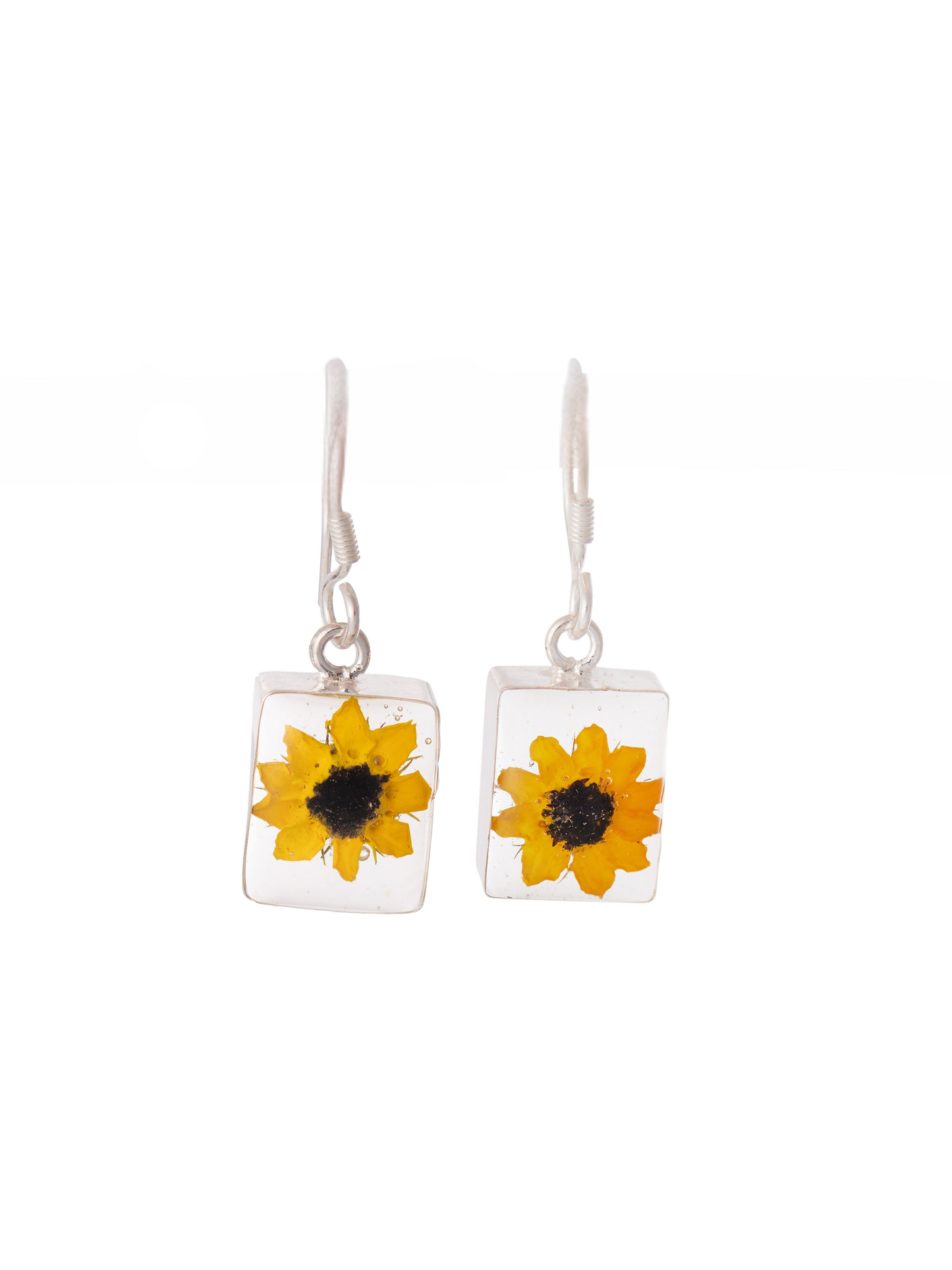 Rectangle Earrings with Sunflower