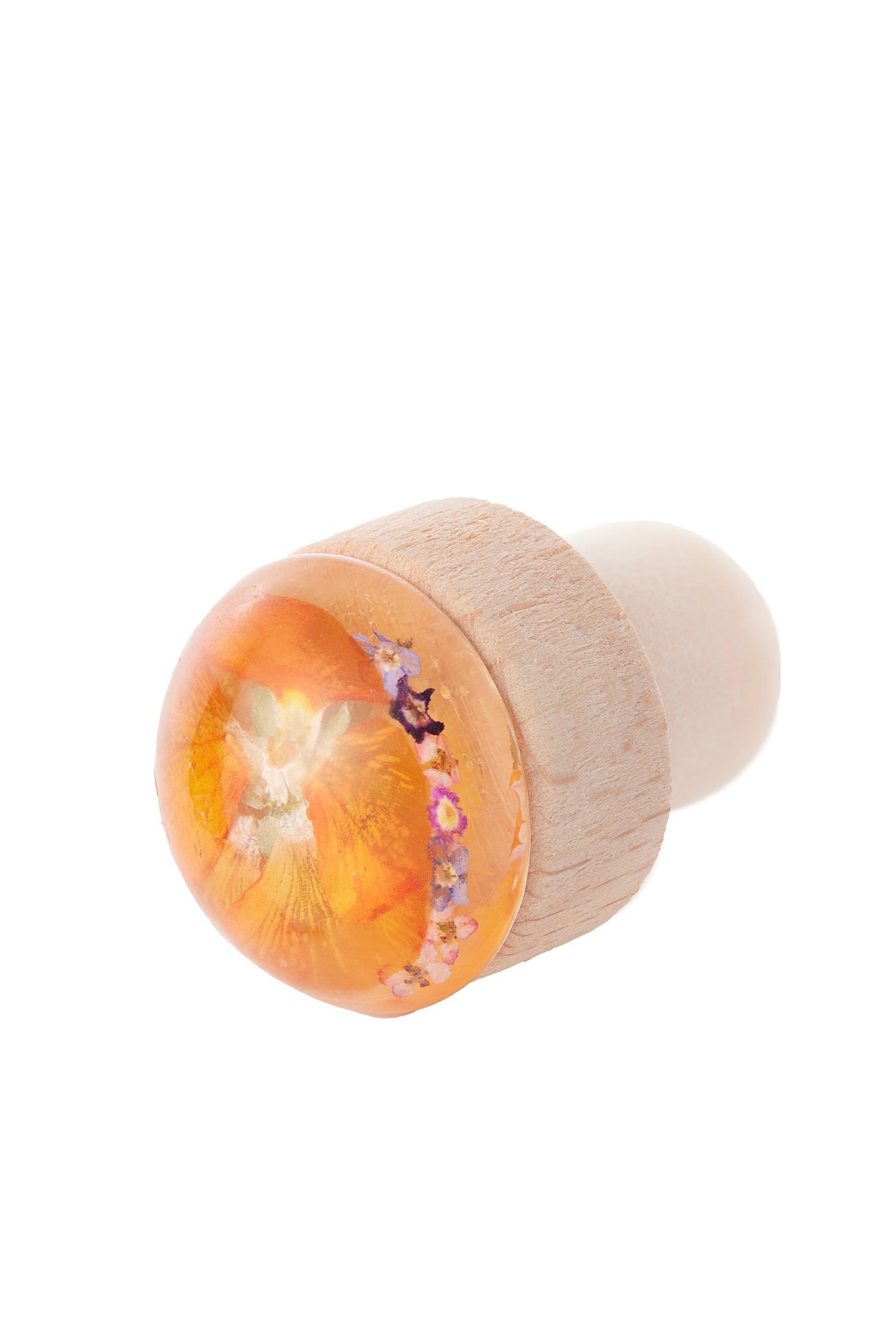 Wine Stopper with Orange Pansy Flower