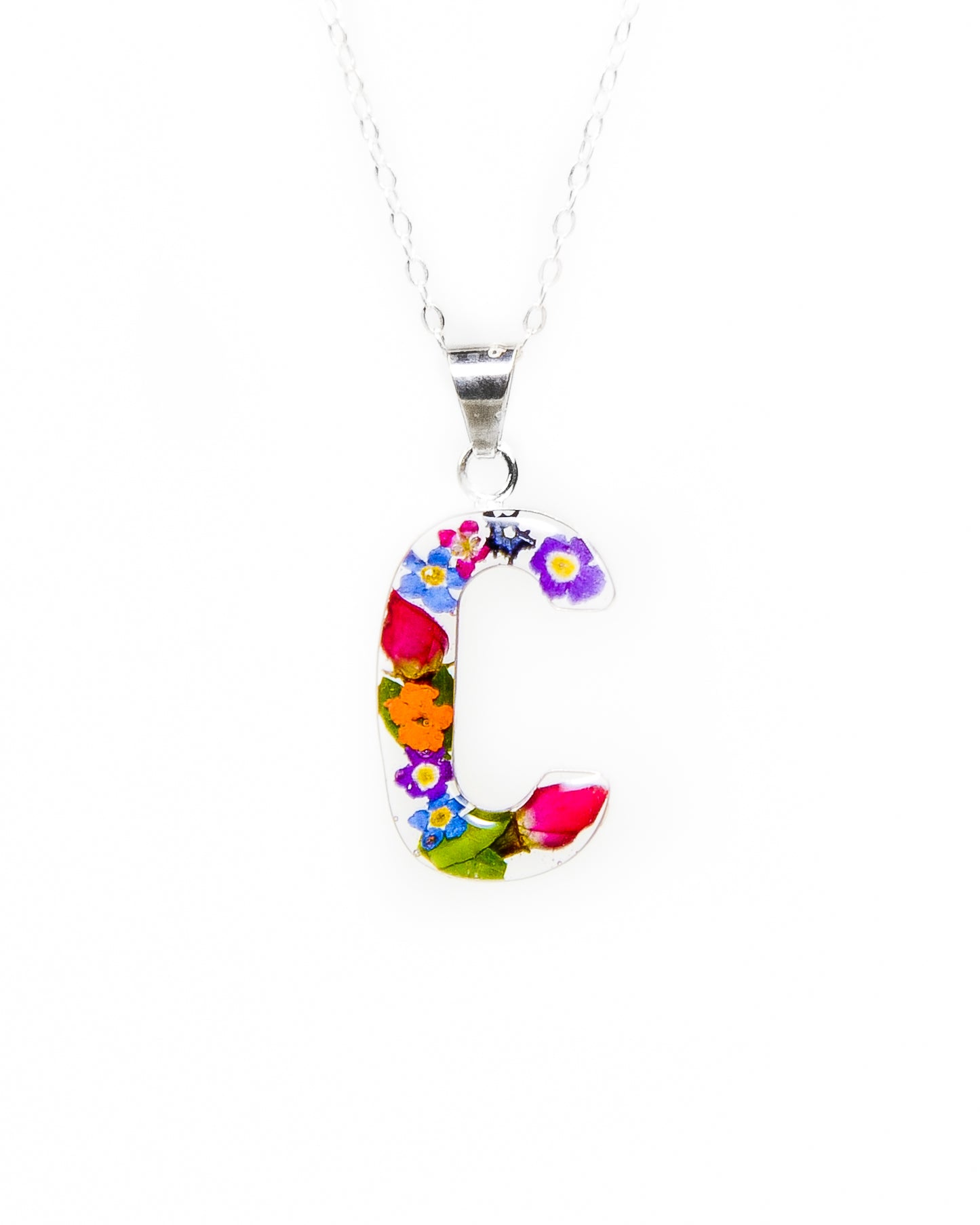 Initial Necklace A-Z Mixed Flower