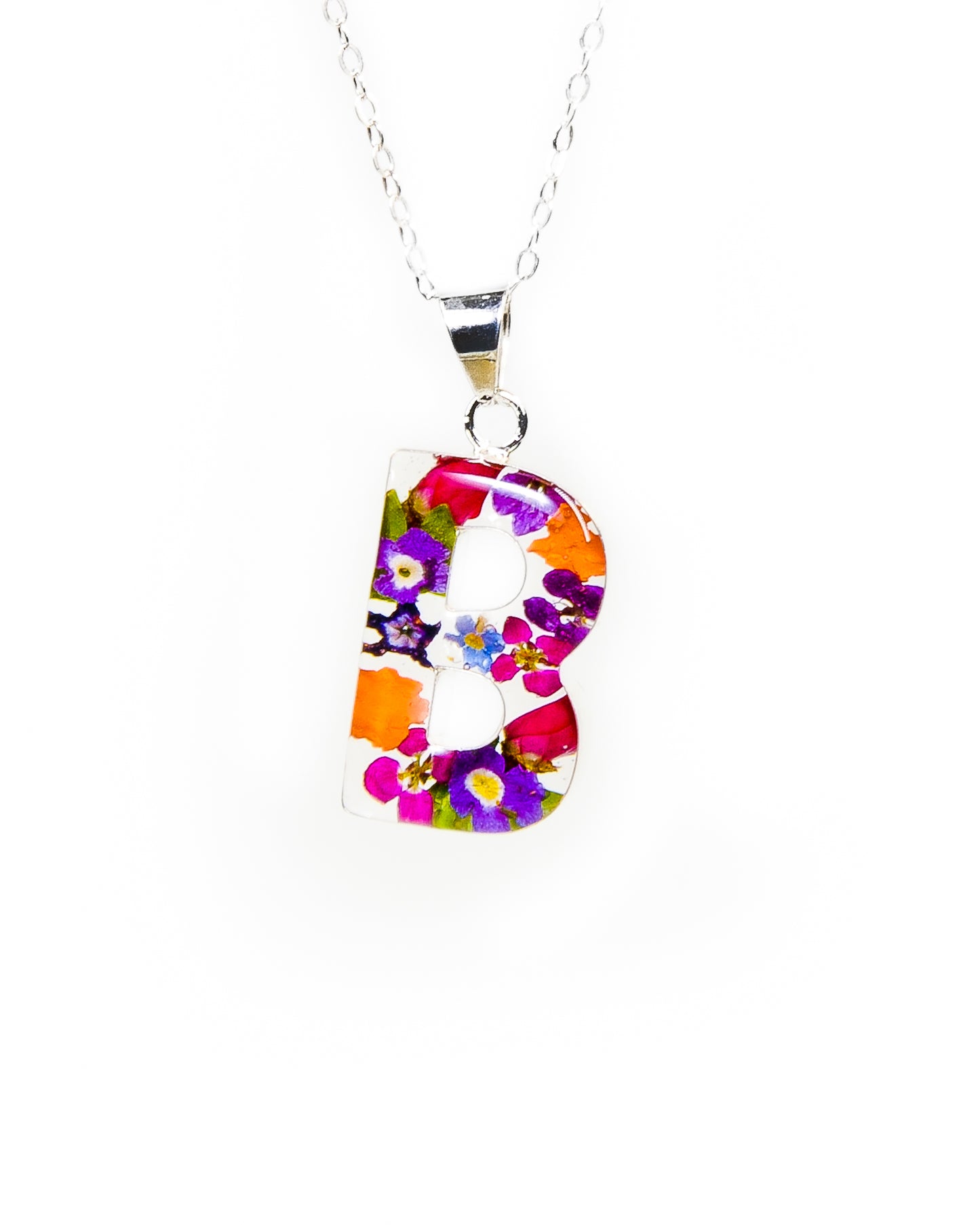 Initial Necklace A-Z Mixed Flower
