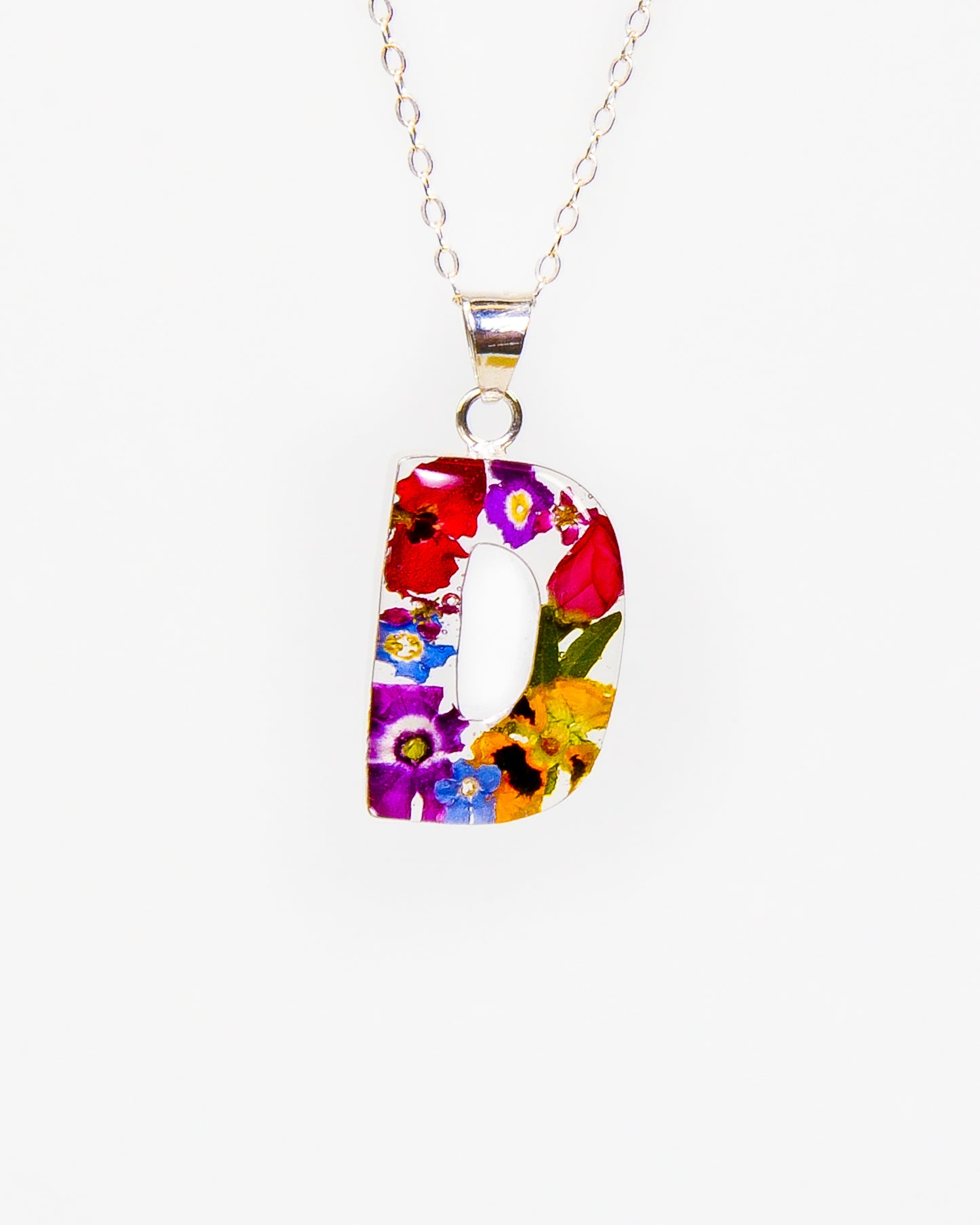 Initial Necklace A-Z Mixed Flower