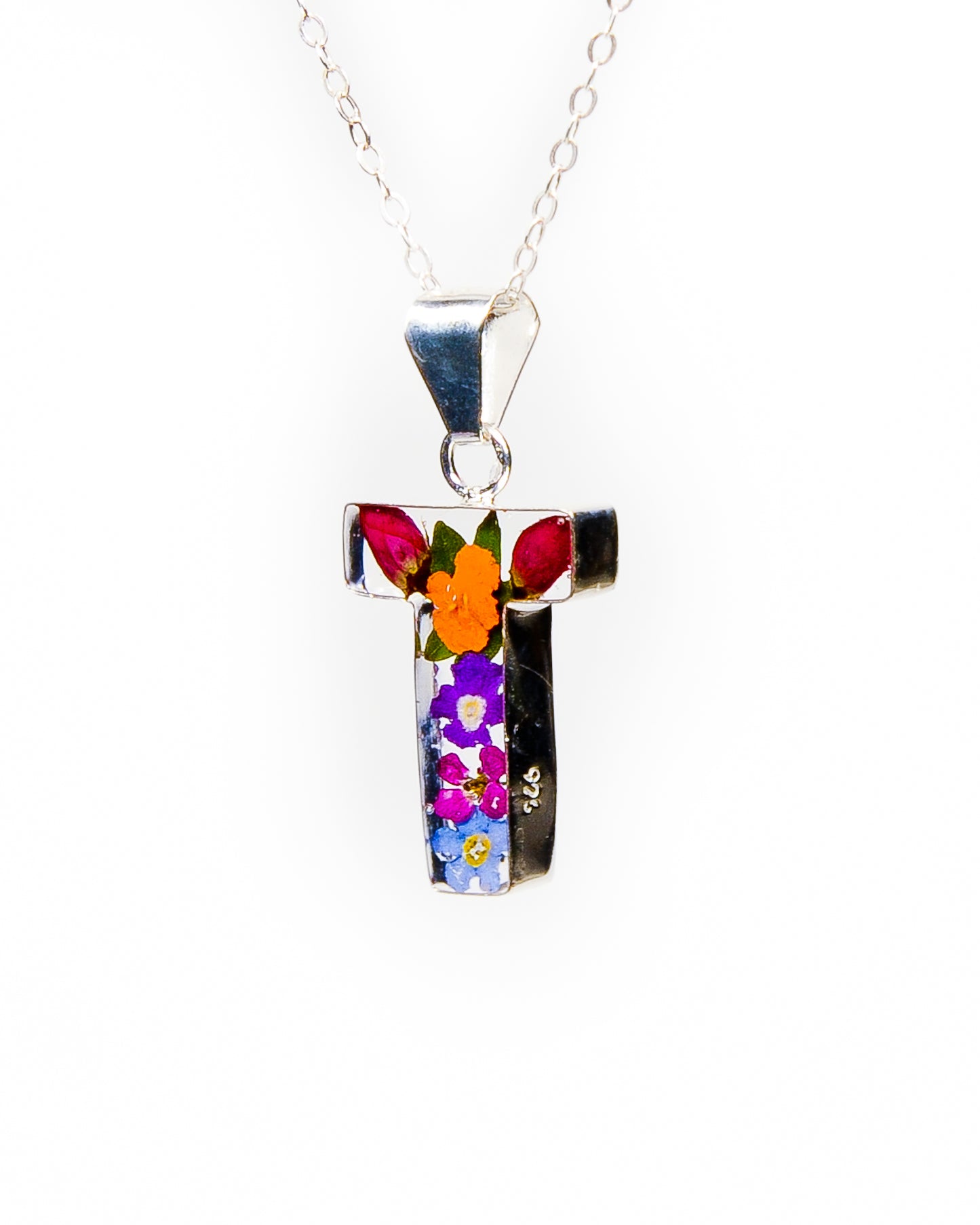 Initial Necklace A-Z Mixed Flower