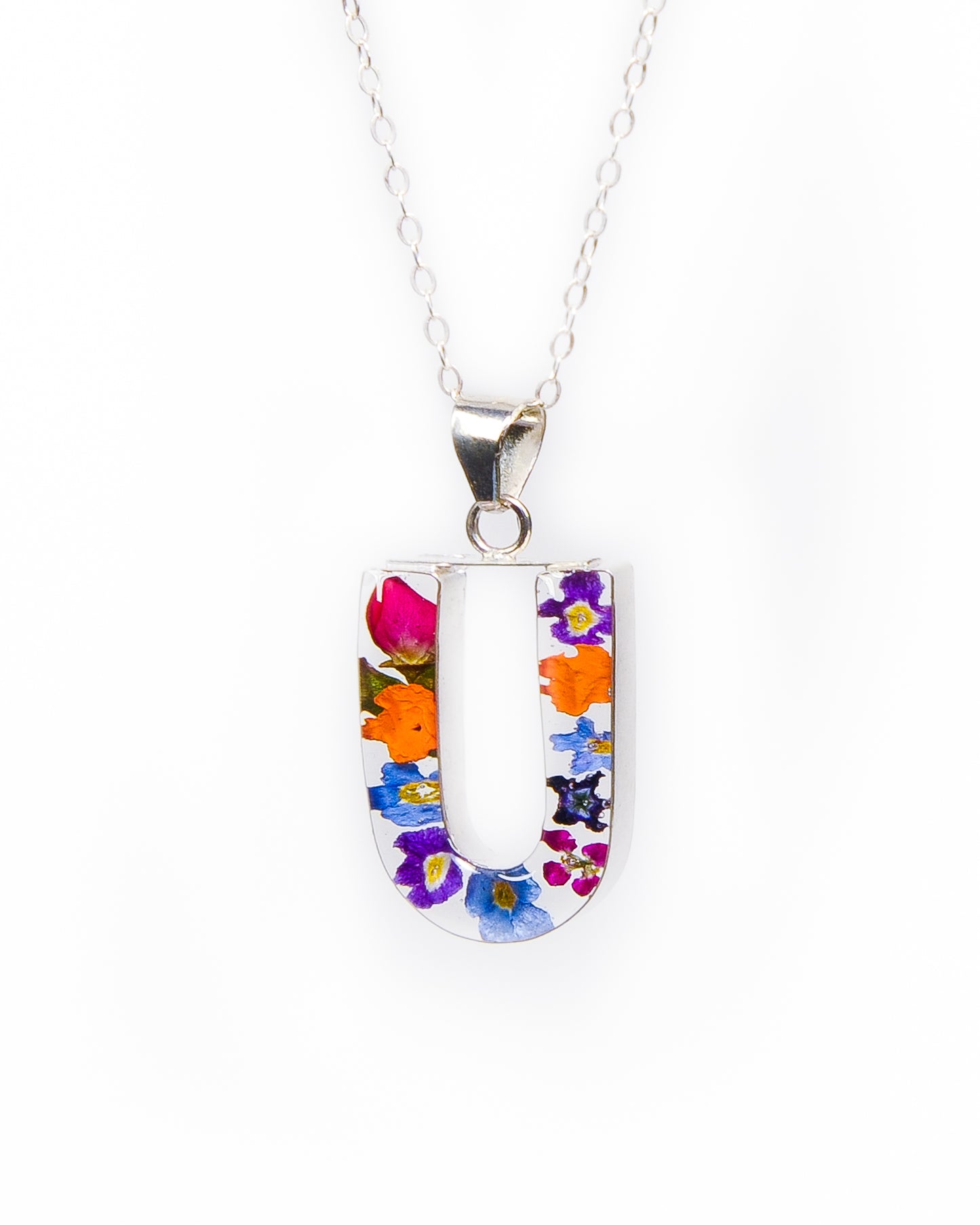 Initial Necklace A-Z Mixed Flower
