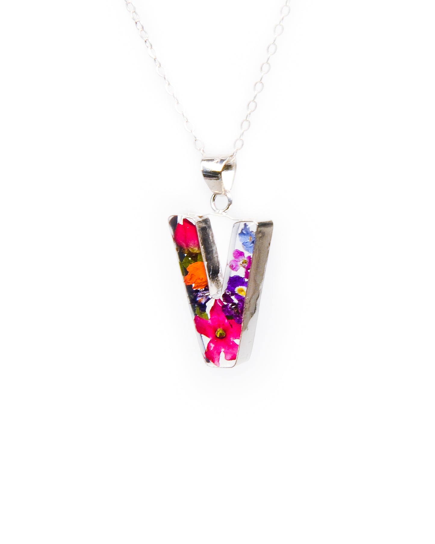 Initial Necklace A-Z Mixed Flower