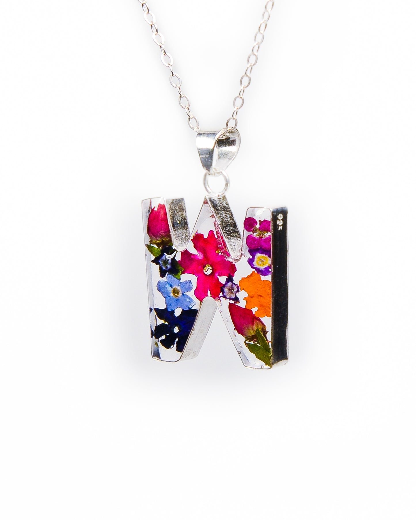 Initial Necklace A-Z Mixed Flower