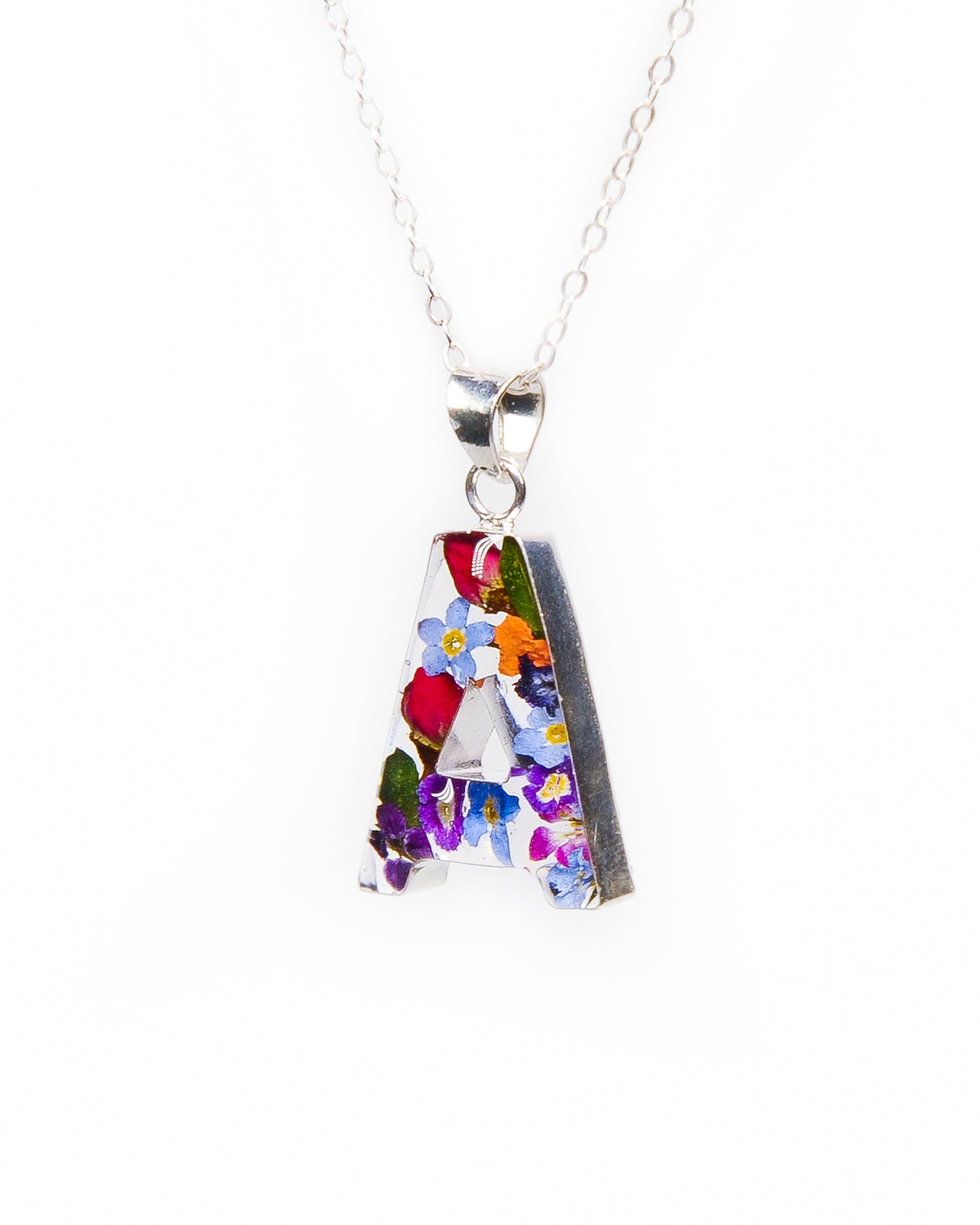 Initial Necklace A-Z Mixed Flower