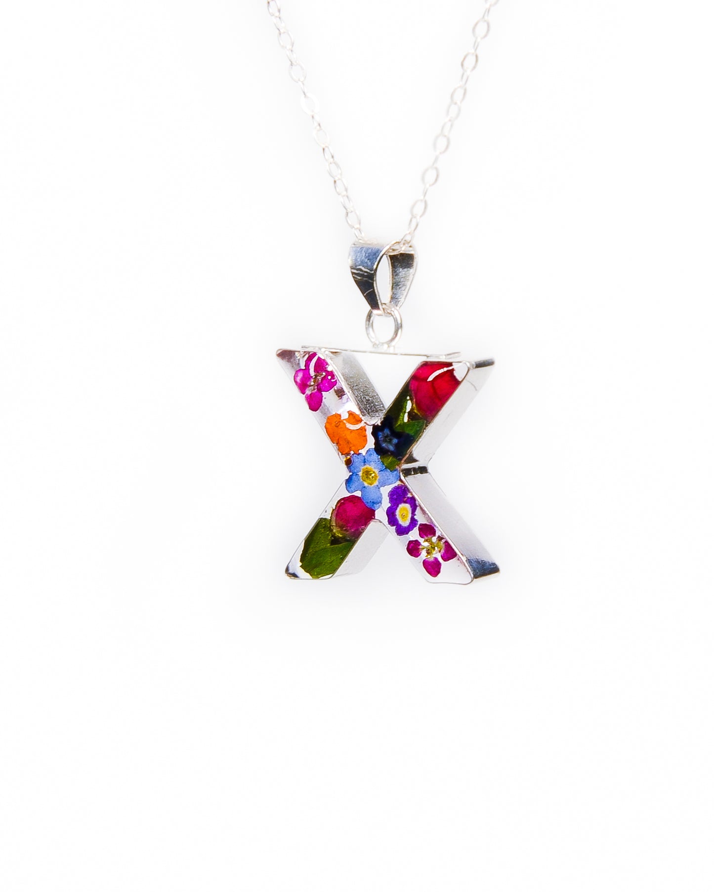 Initial Necklace A-Z Mixed Flower