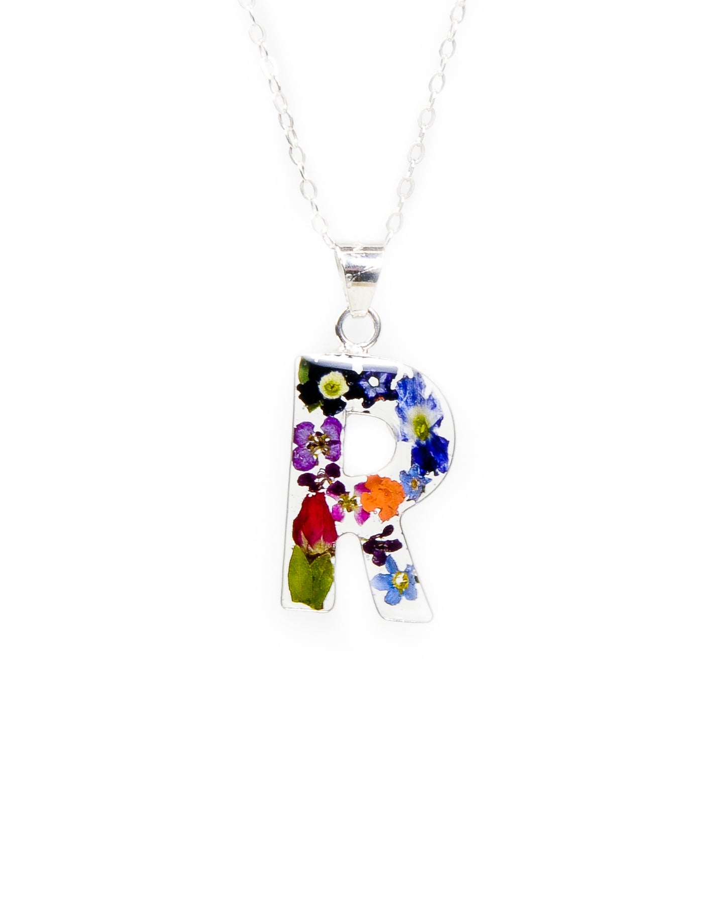 Initial Necklace A-Z Mixed Flower