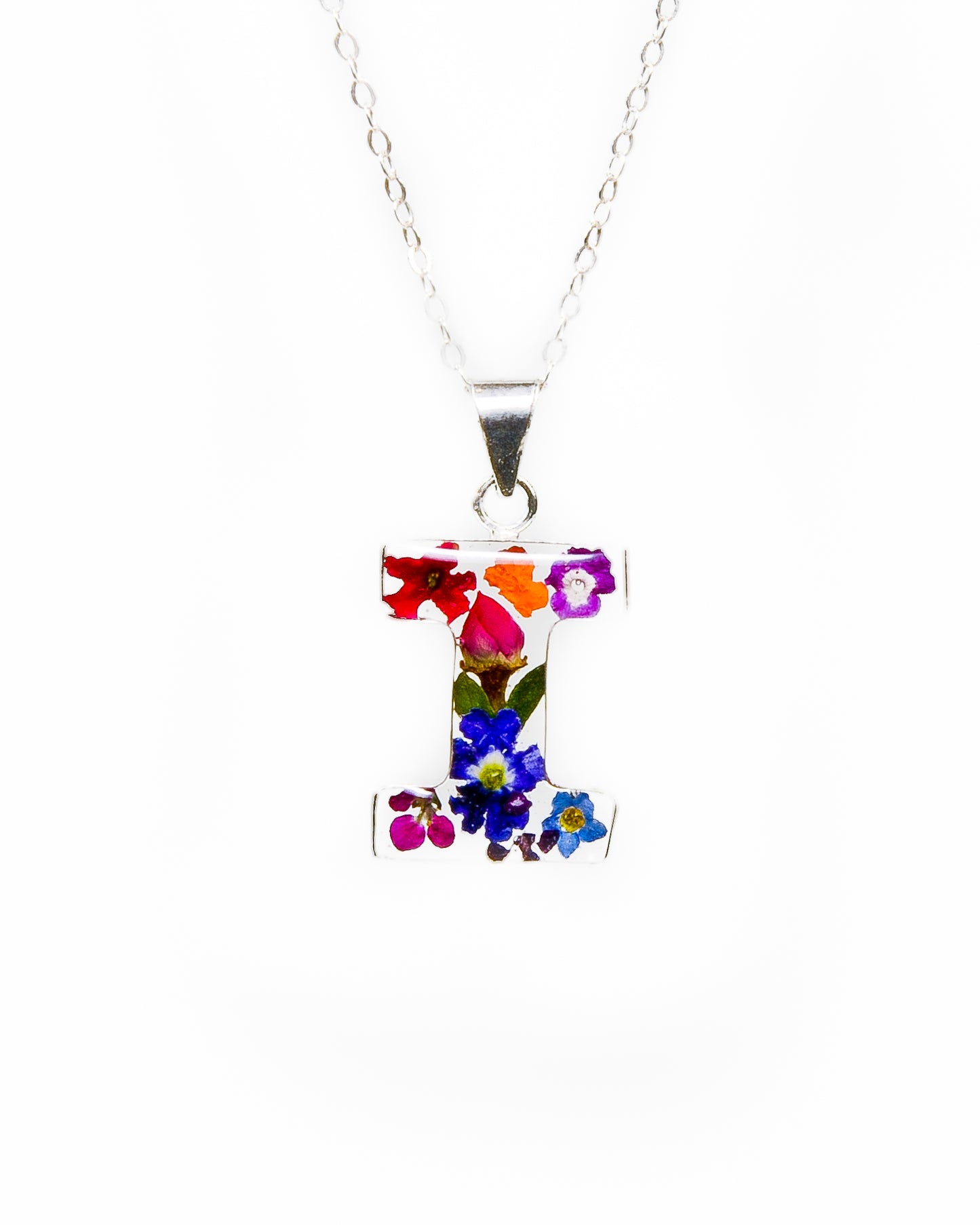 Initial Necklace A-Z Mixed Flower