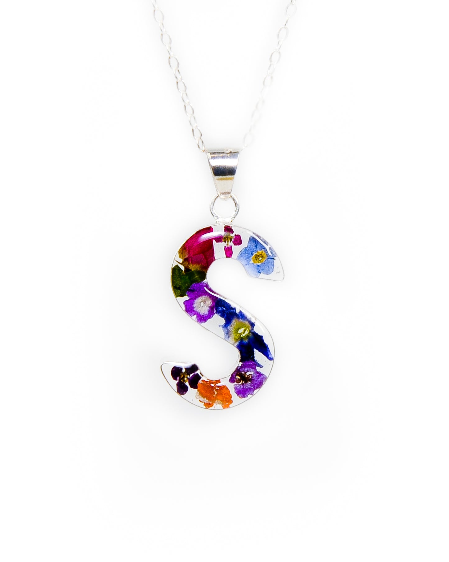 Initial Necklace A-Z Mixed Flower
