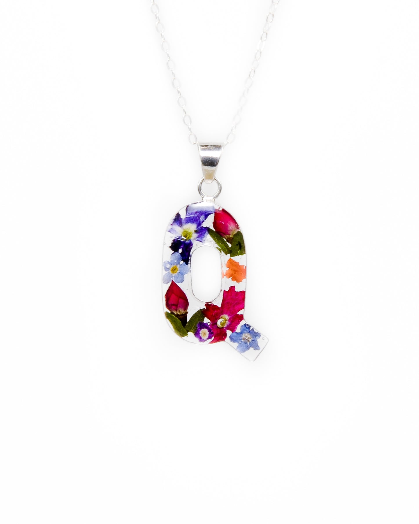 Initial Necklace A-Z Mixed Flower