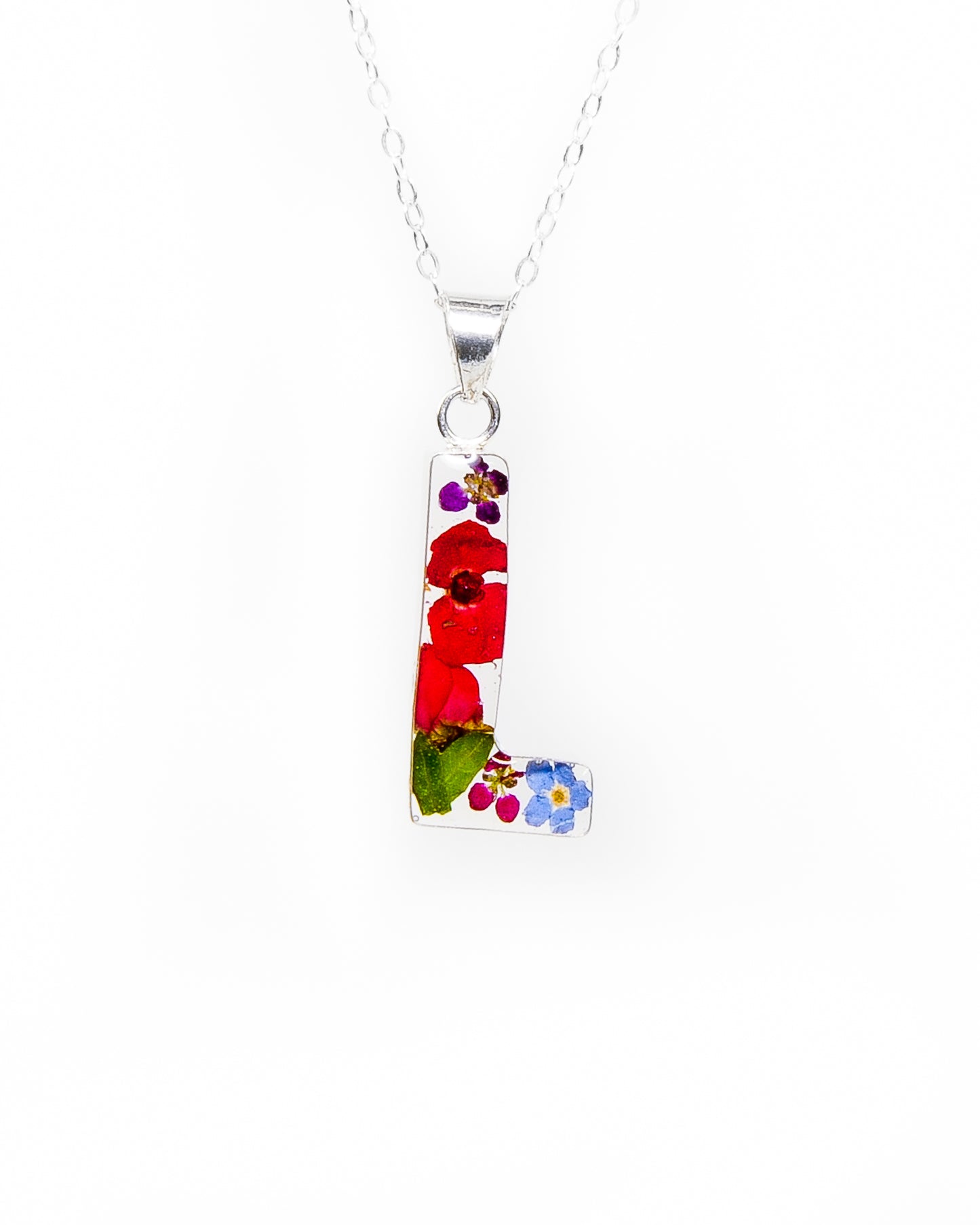 Initial Necklace A-Z Mixed Flower