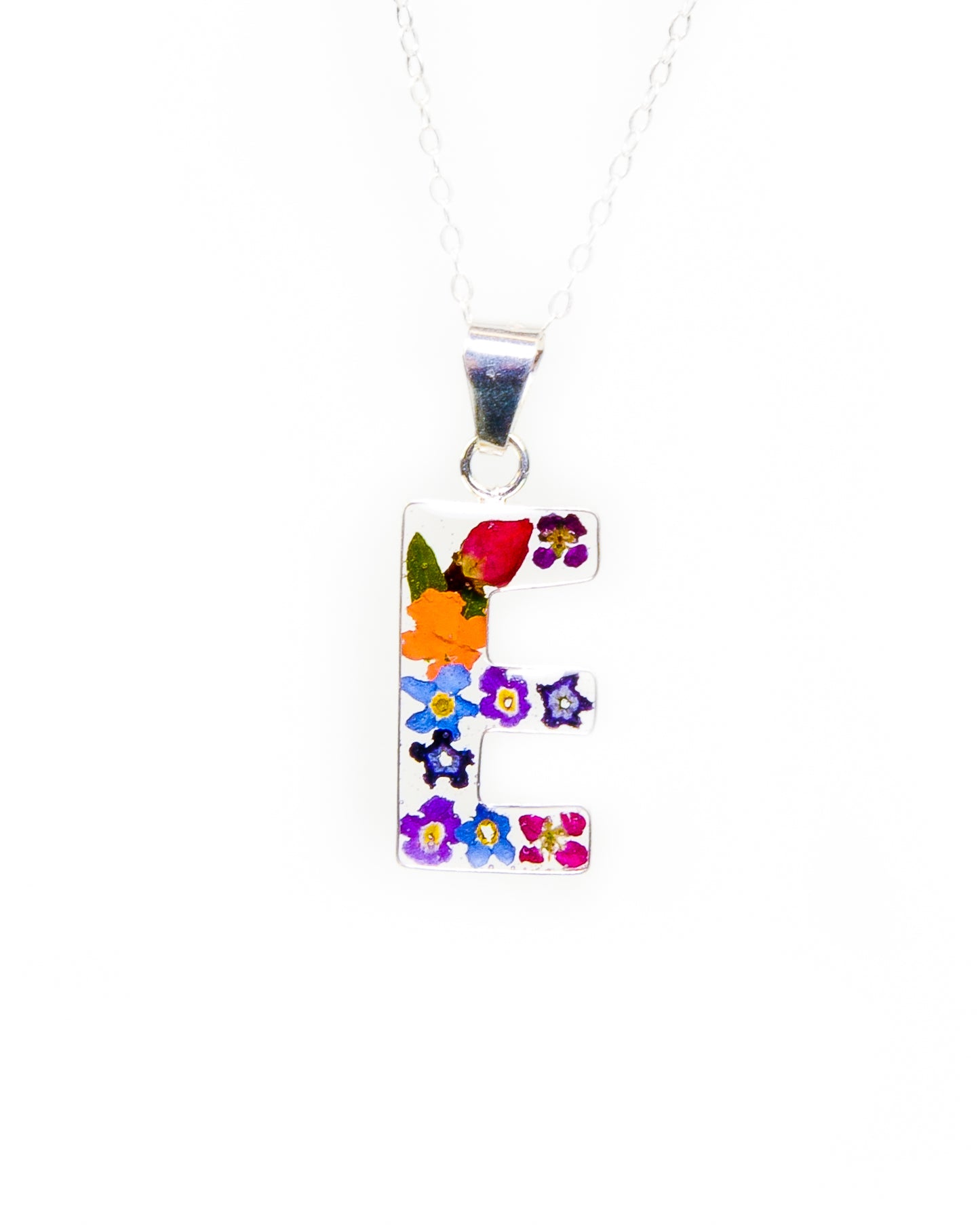 Initial Necklace A-Z Mixed Flower