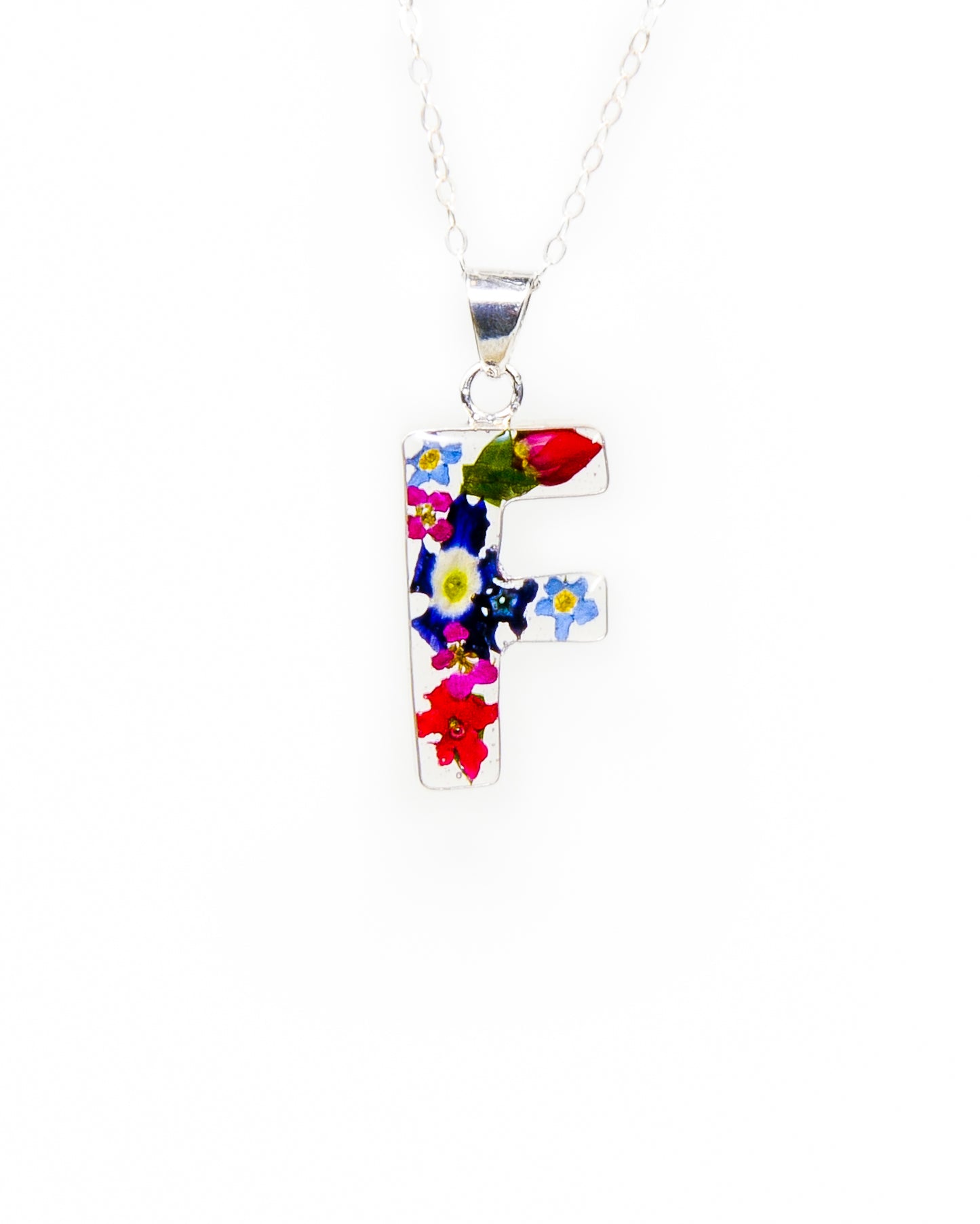 Initial Necklace A-Z Mixed Flower