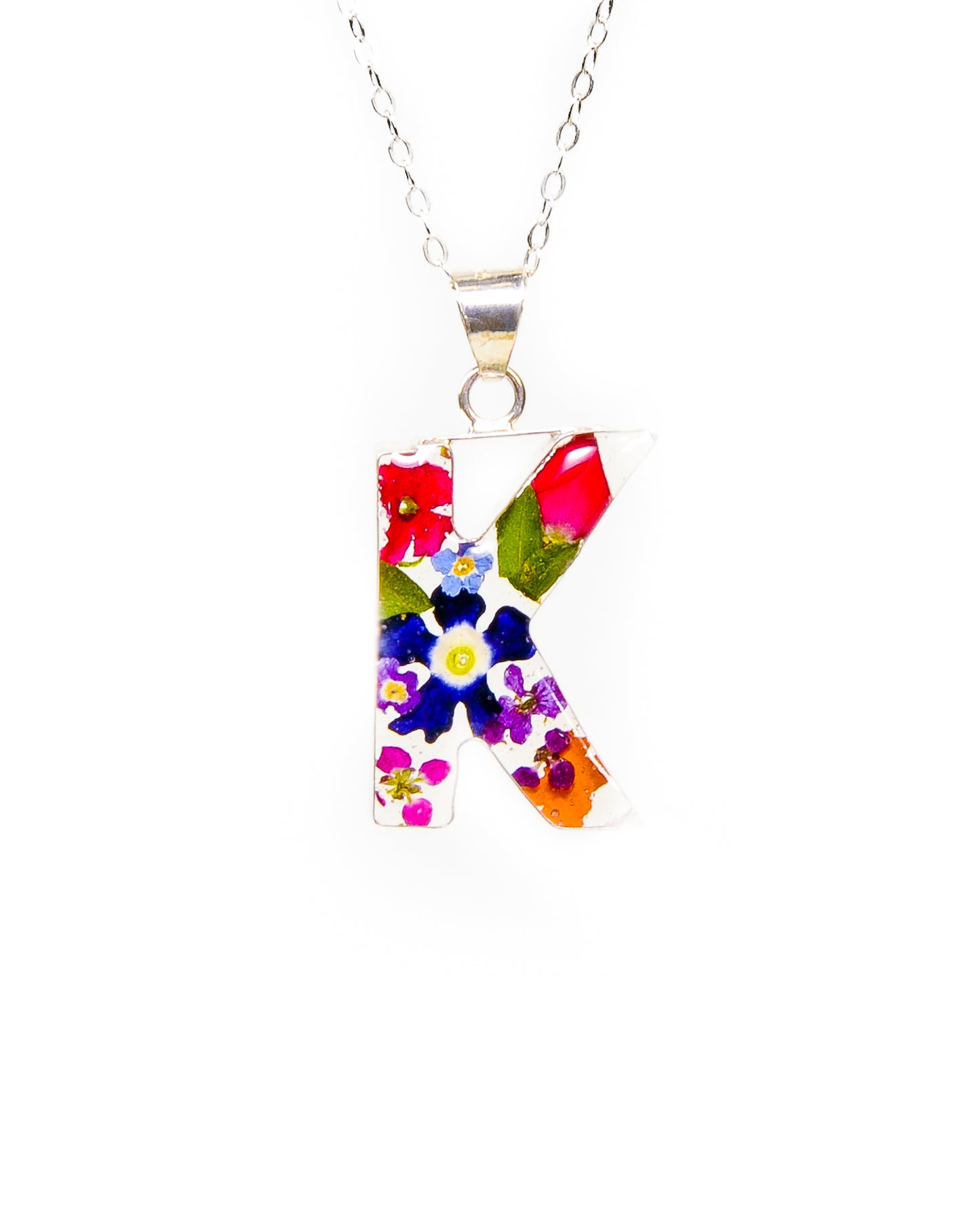 Initial Necklace A-Z Mixed Flower
