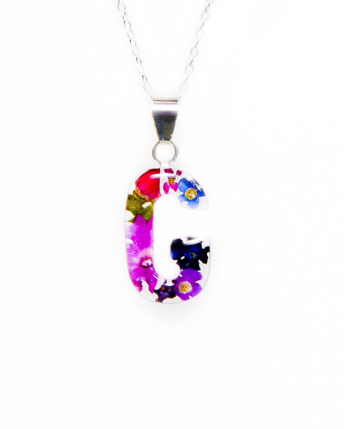Initial Necklace A-Z Mixed Flower