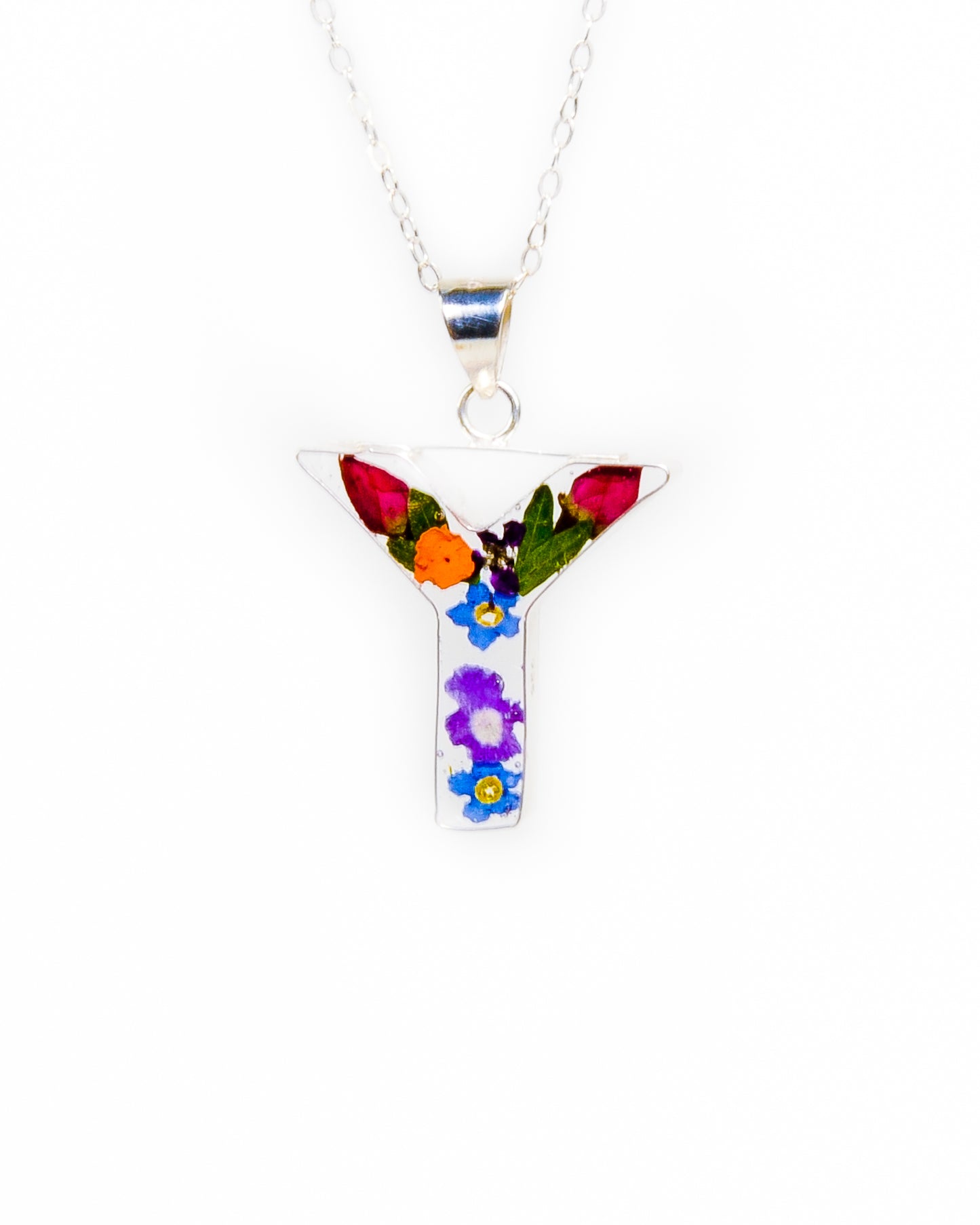 Initial Necklace A-Z Mixed Flower