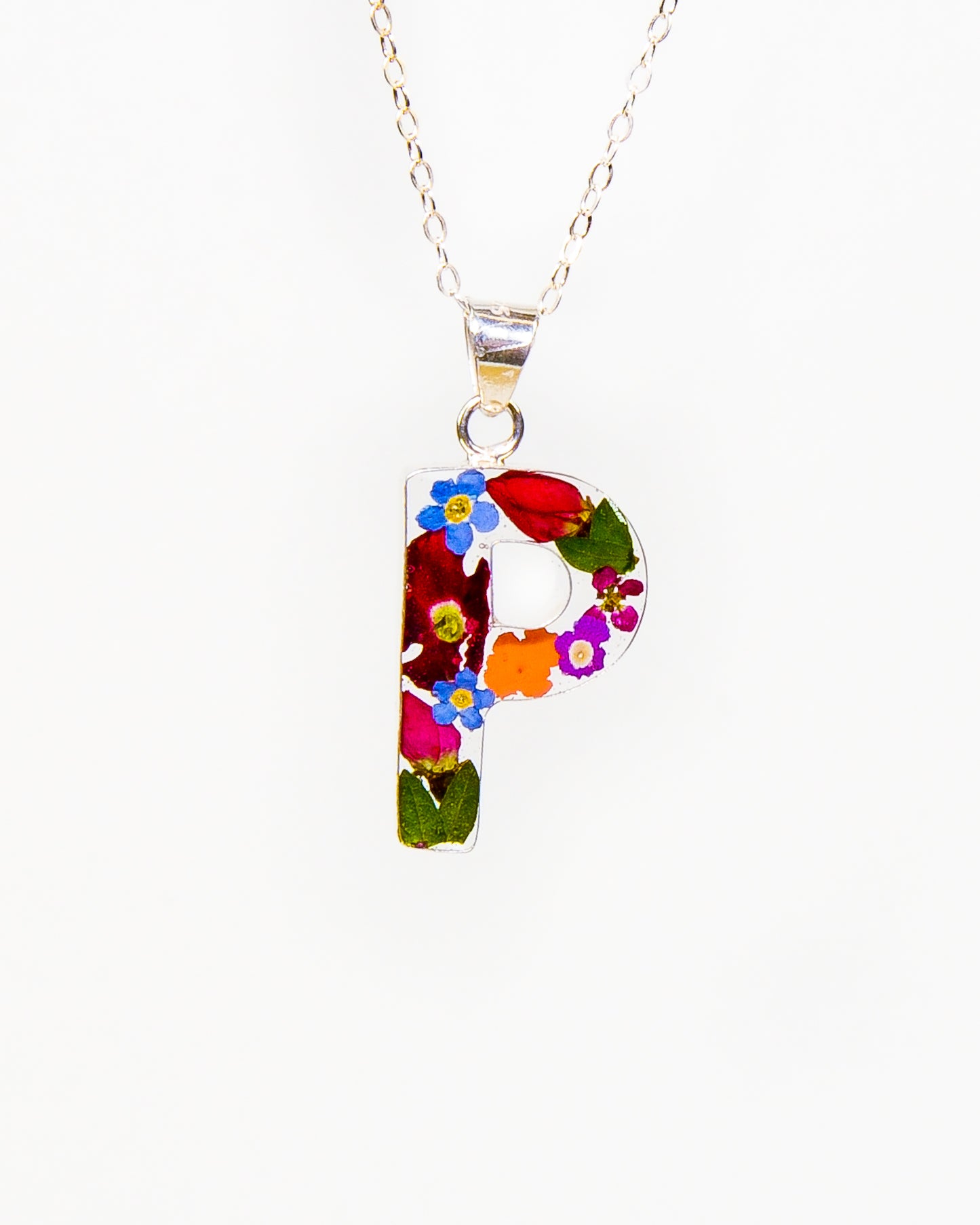 Initial Necklace A-Z Mixed Flower