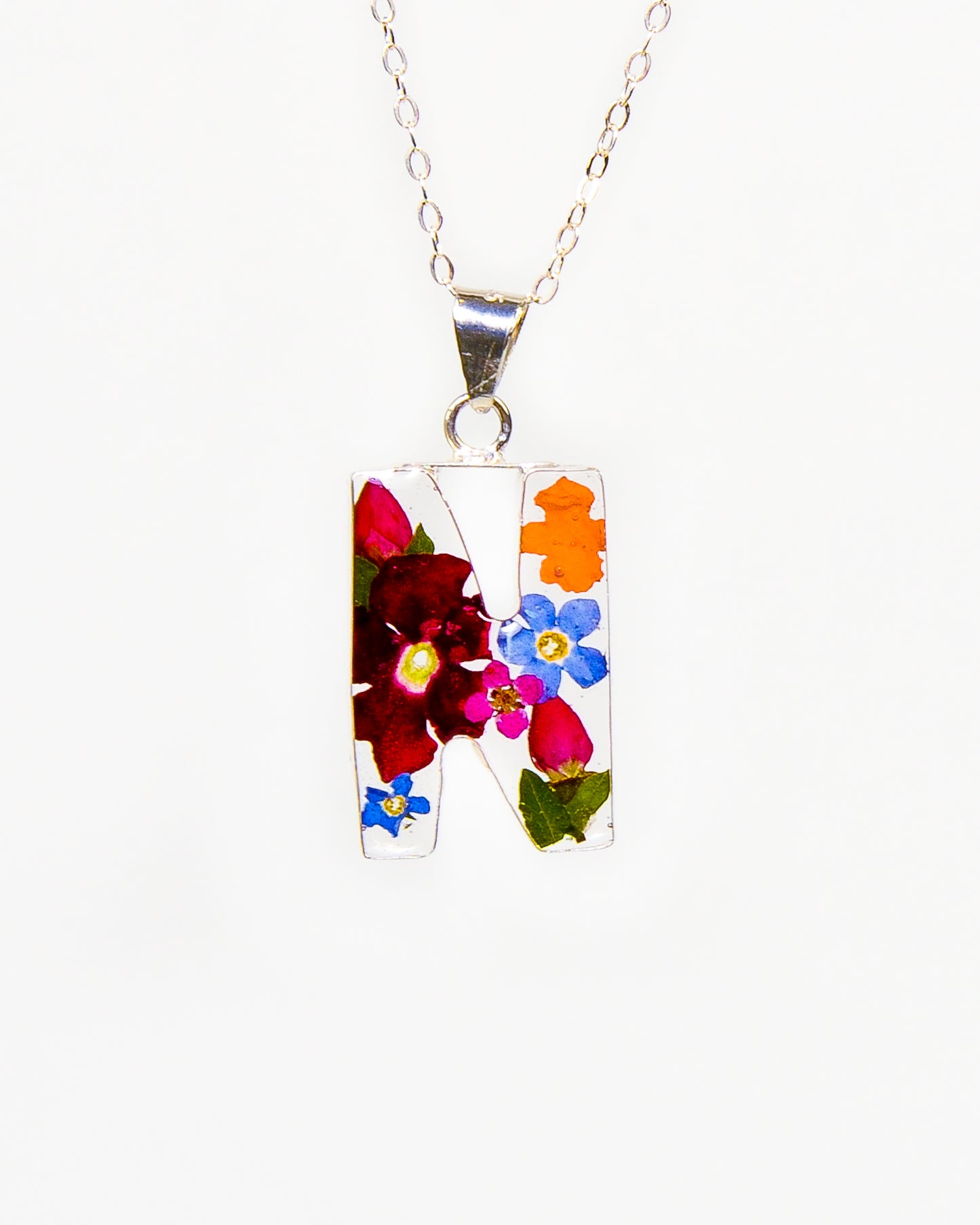 Initial Necklace A-Z Mixed Flower