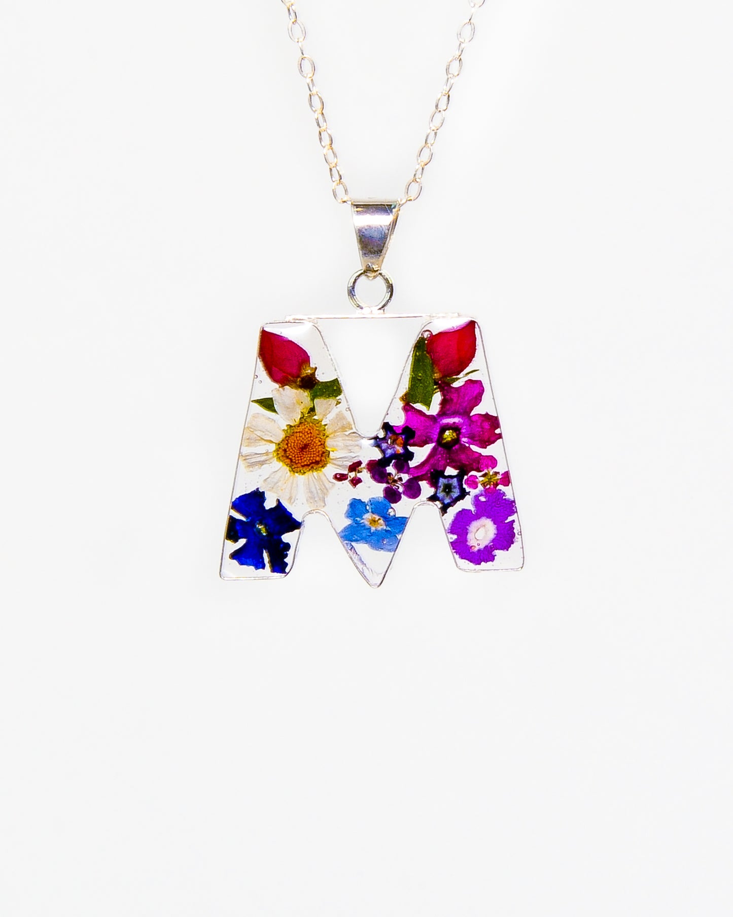 Initial Necklace A-Z Mixed Flower