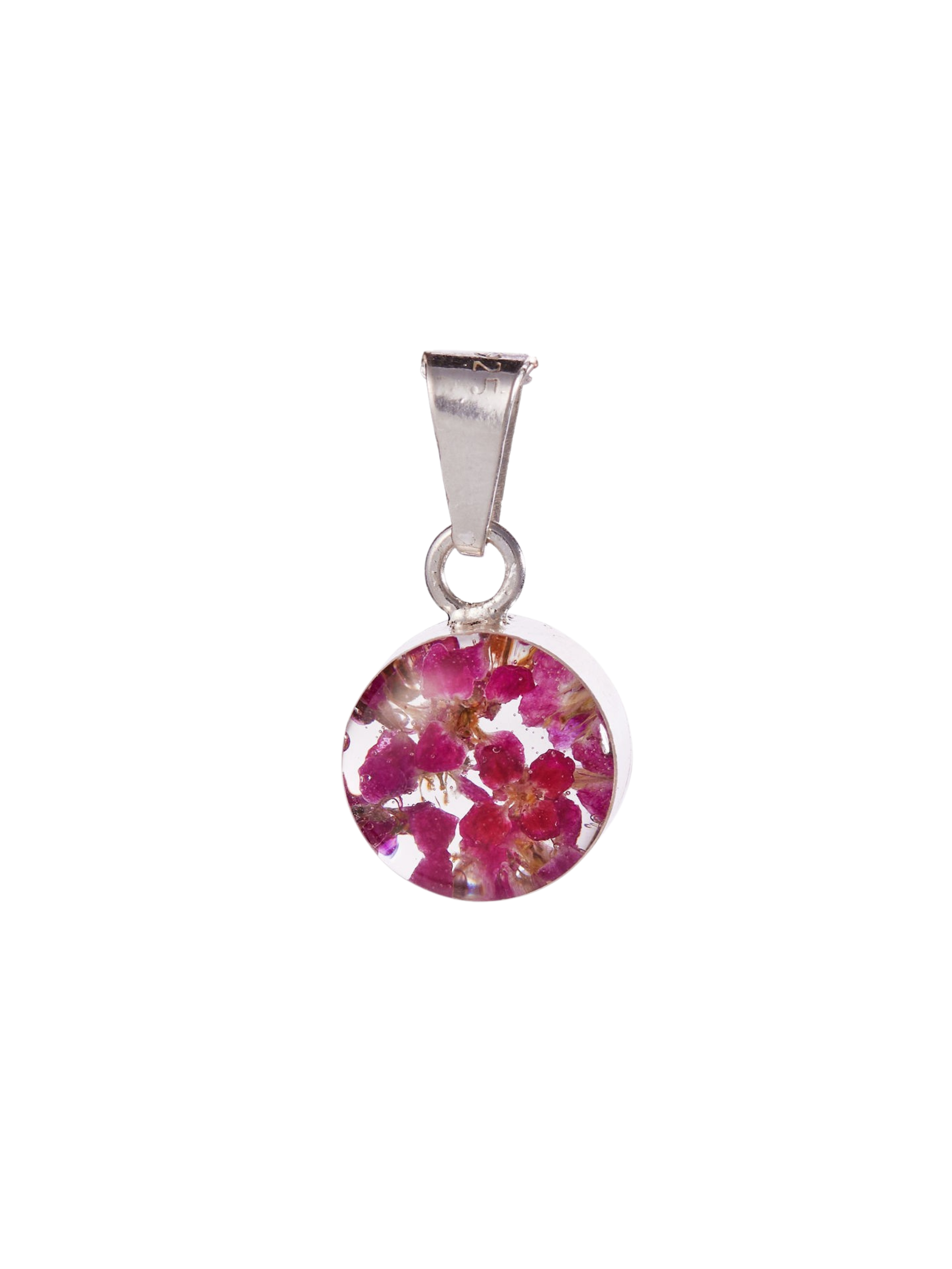 Round pendant with floral design on a white background