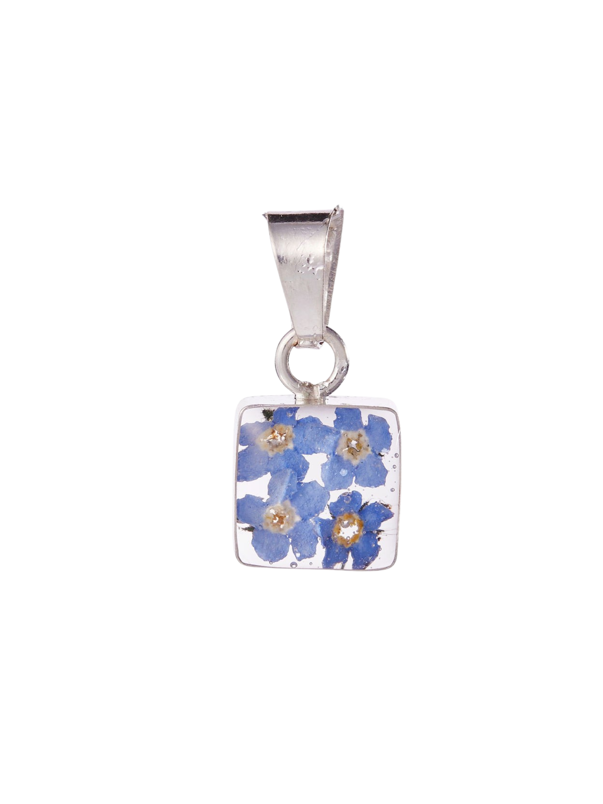 Square pendant with floral design on a white background