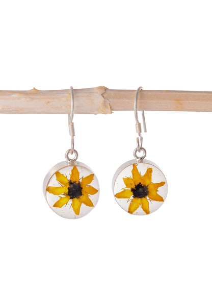Round Earrings with Sunflower