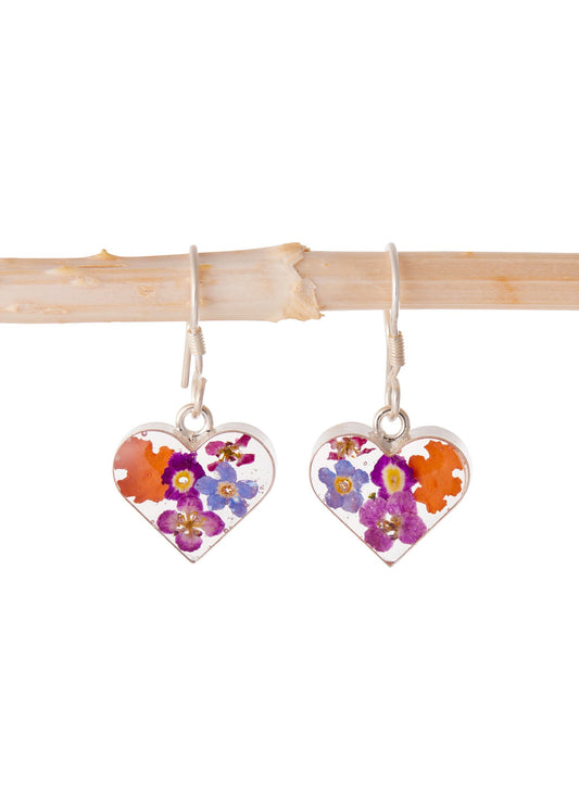 Heart Earrings Mixed Wildflowers