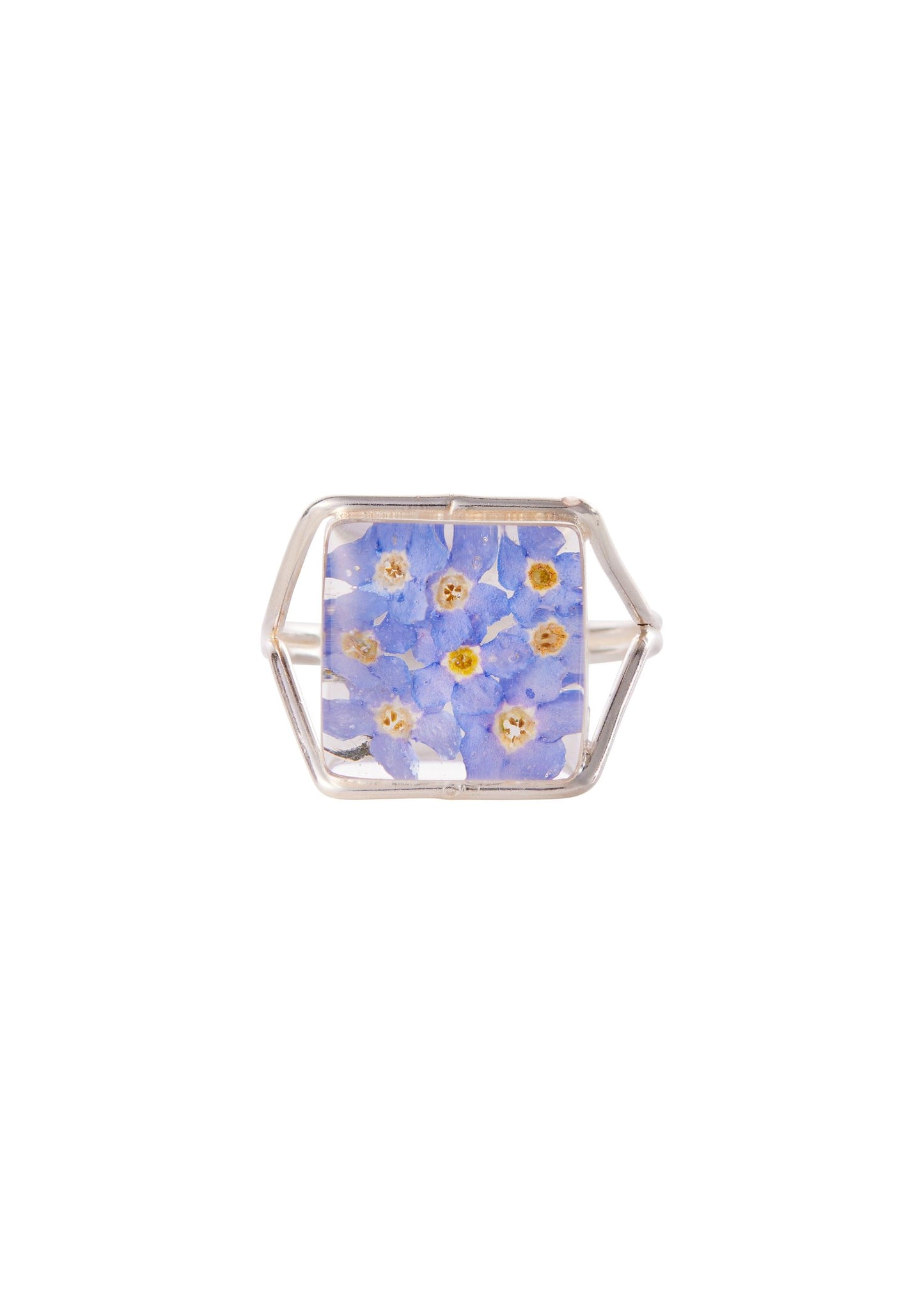 Square Ring Forget Me Not Flowers