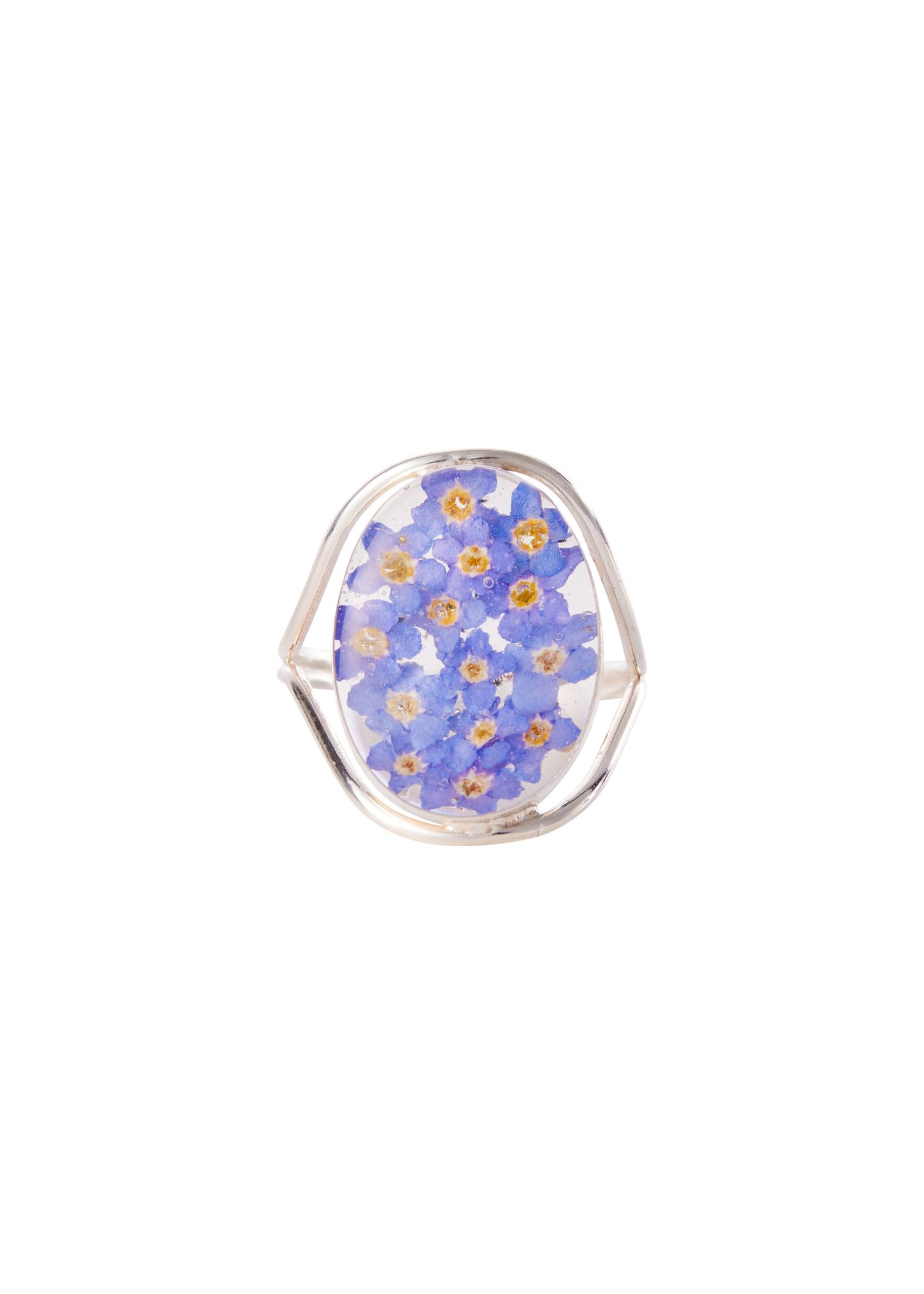 Oval Ring Forget Me Not Flower