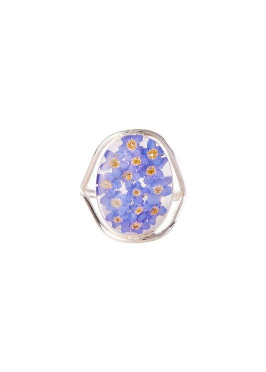 Oval Ring Forget Me Not Flower
