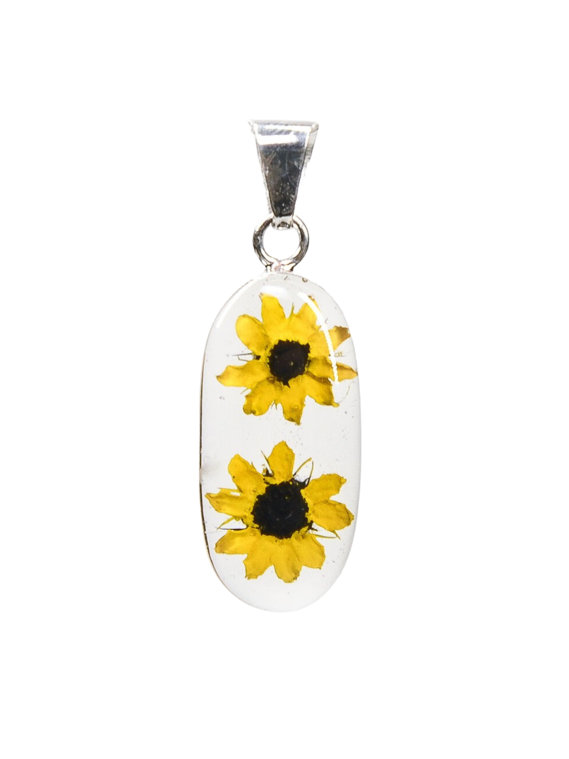 Pendant with sunflower design on a white background