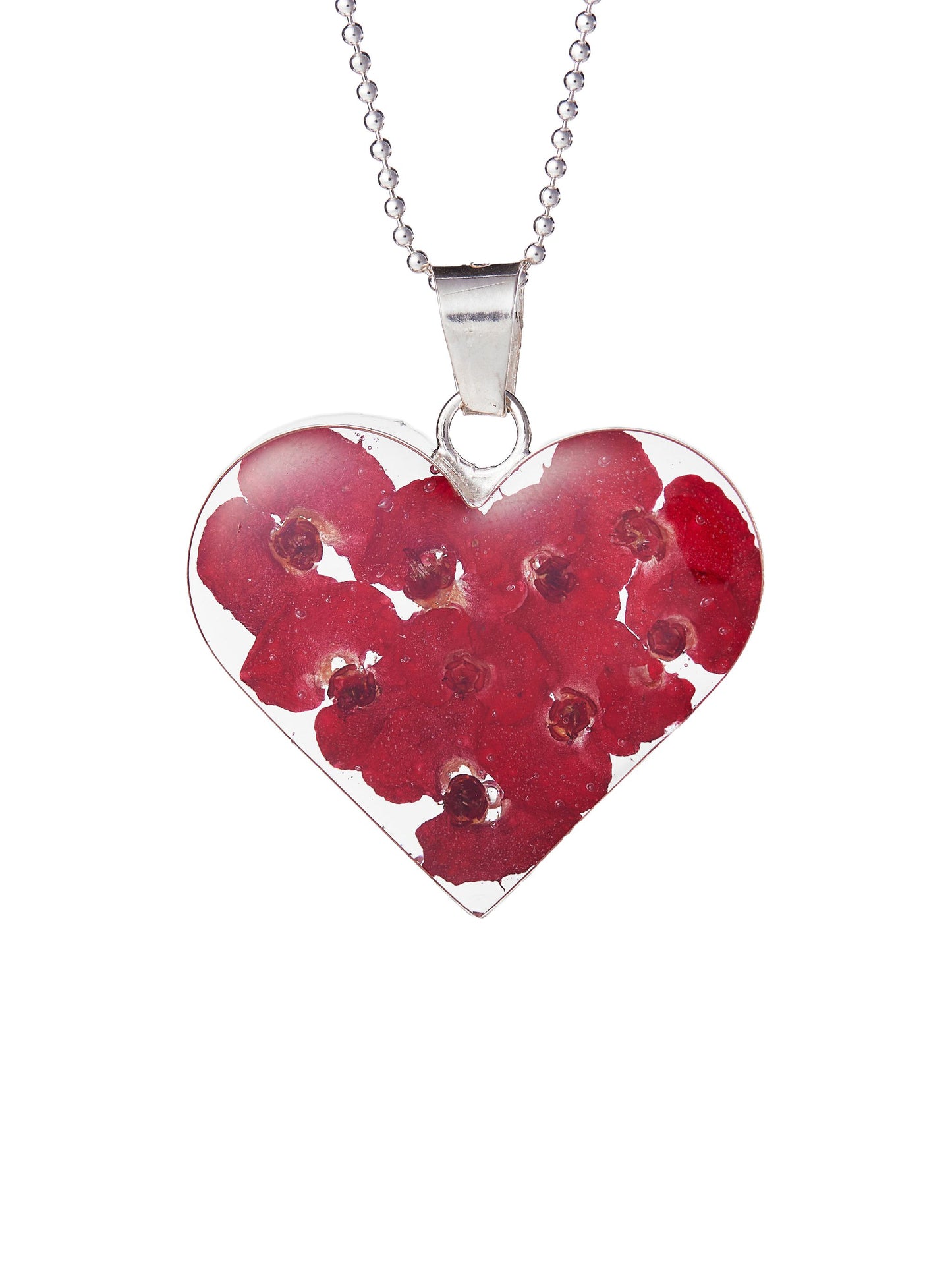 Large Heart Necklace Crown of Thorns Flower