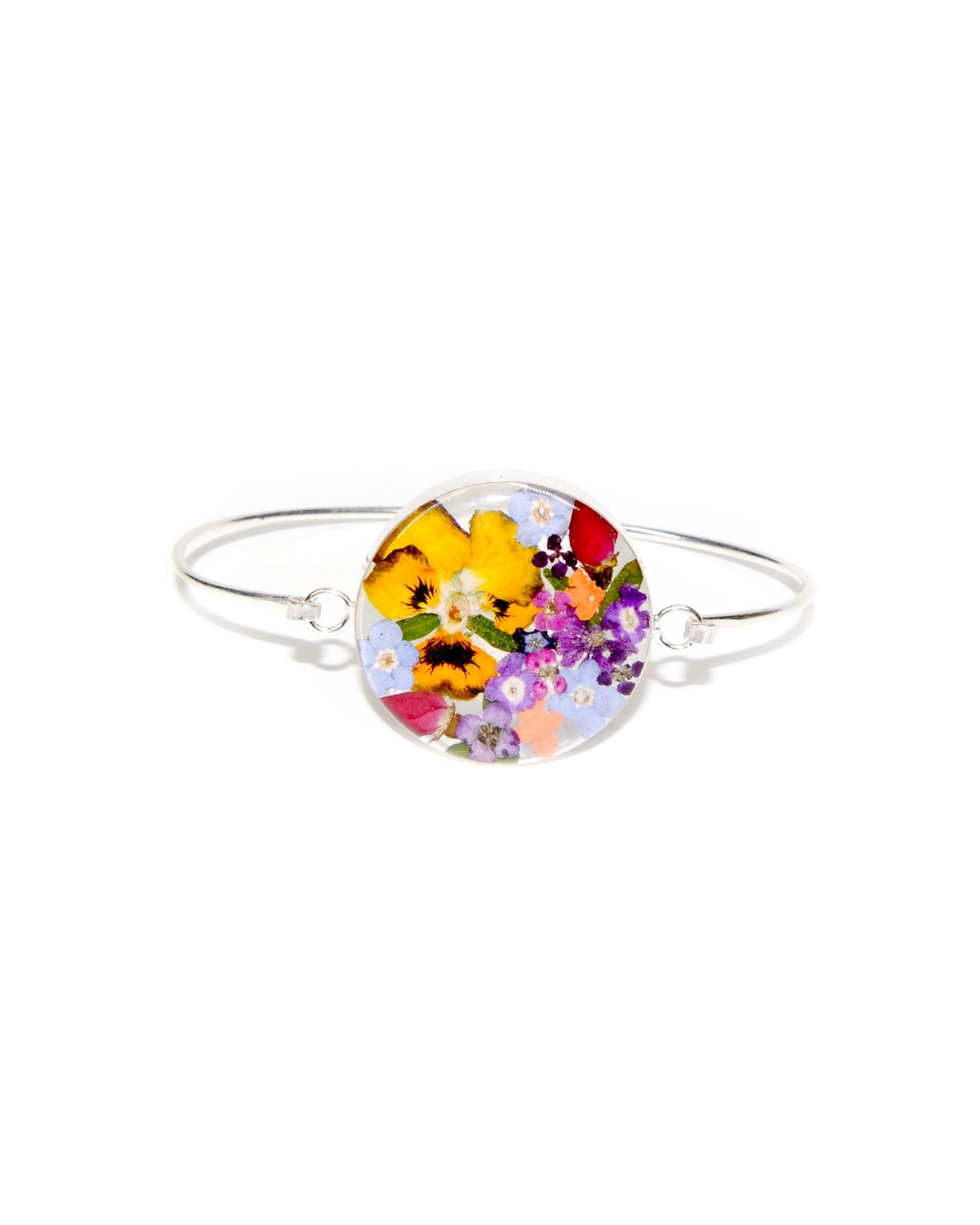 Large Round Bangle Pansies and Mixed Flowers