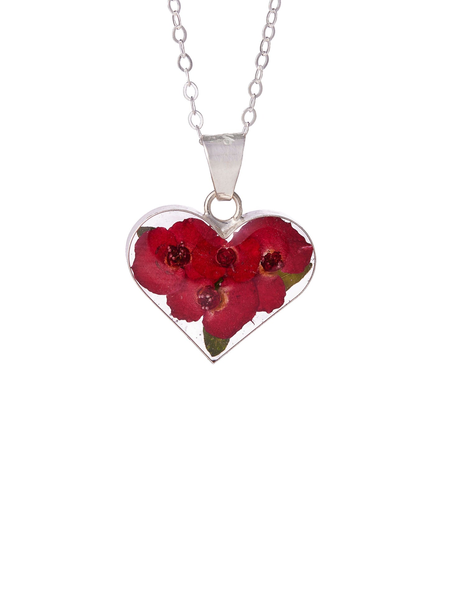 Small Heart Necklace Crown of Thorn Flowers
