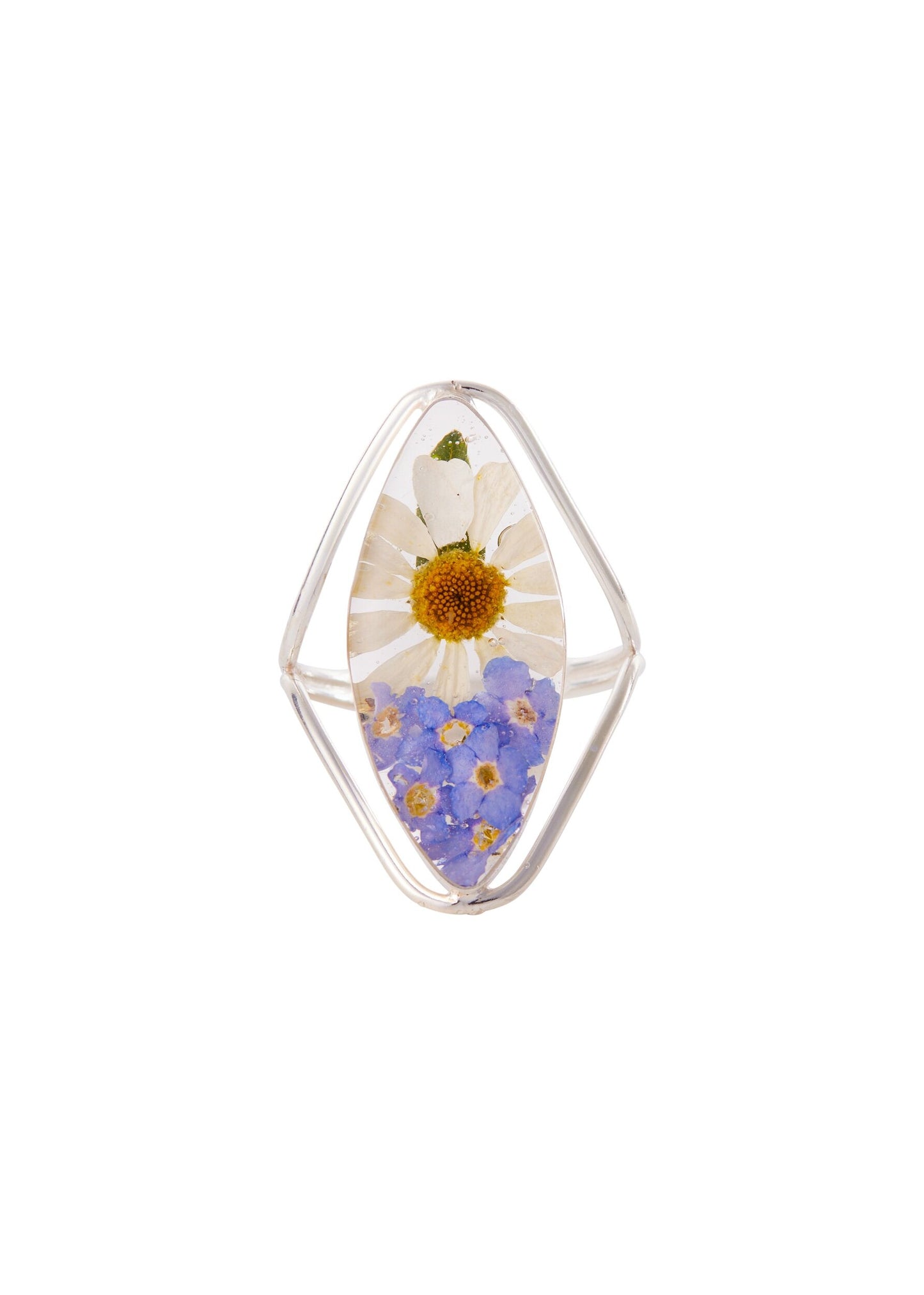 Marquise Ring Daisy and Forget Me Not Flower