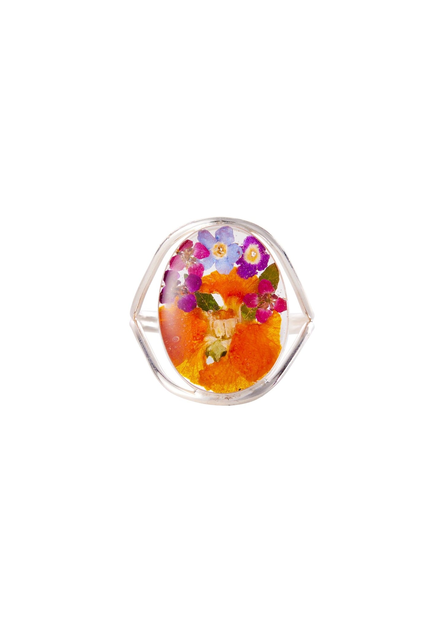 Oval Ring Orange Wildflower