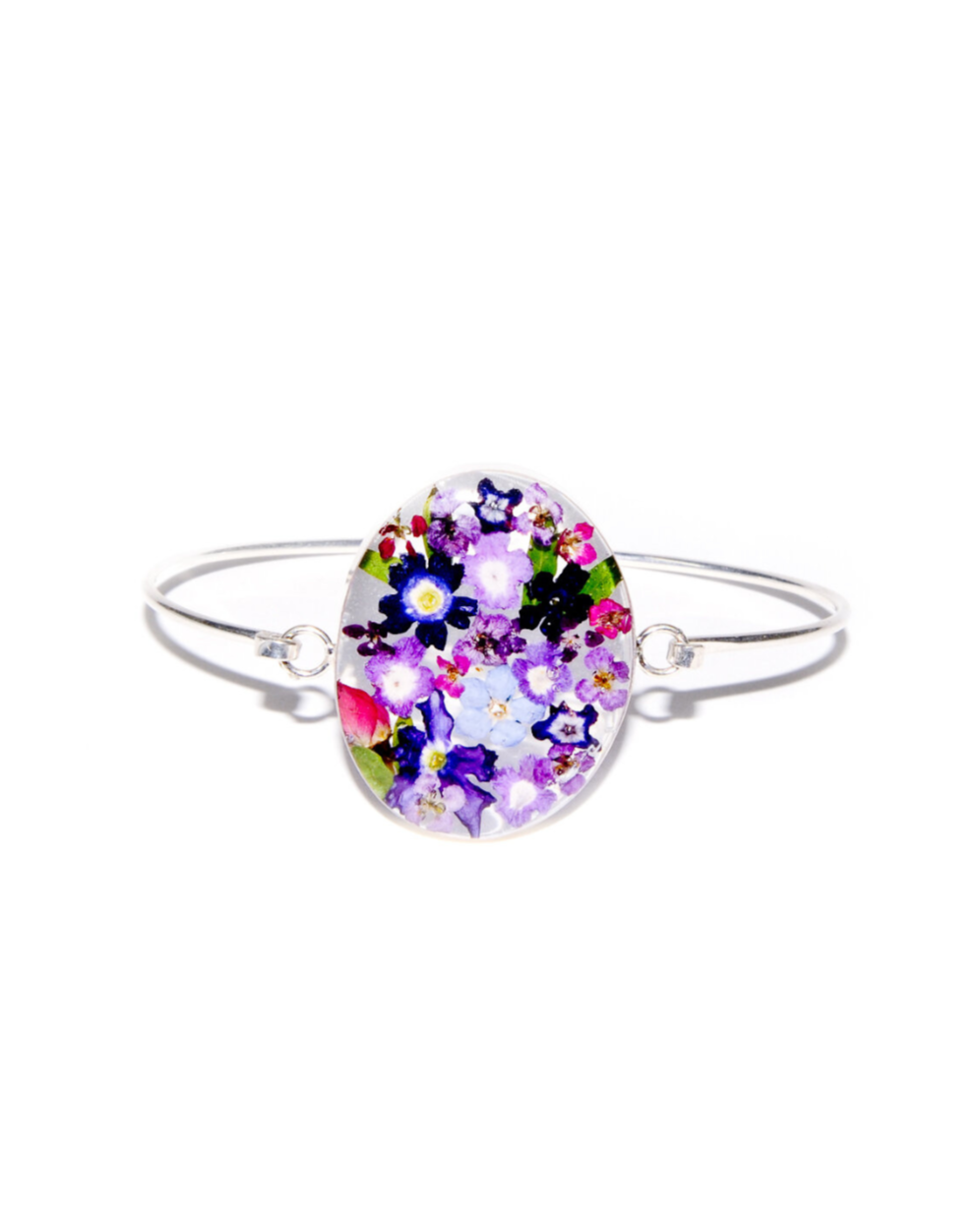 Large Oval Bangle Mixed Flowers