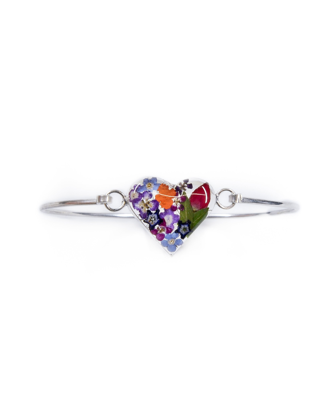 Small Heart Bangle Mixed Flowers