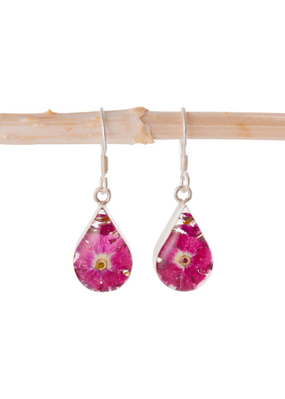 Teardrop Earrings with Pink Flowers