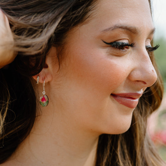 Oval Earrings with Rosebuds