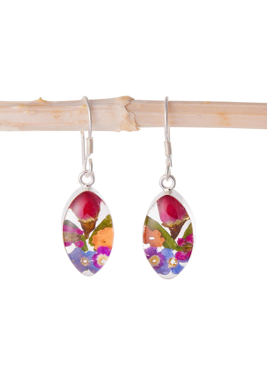 Marquise Earrings Mixed Rosebud Flowers