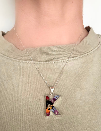 Initial Necklace A-Z Mixed Flower
