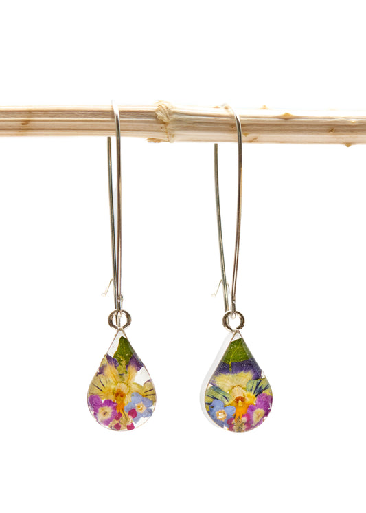 Wire Drop Teardrop Pansy and Mixed Flowers