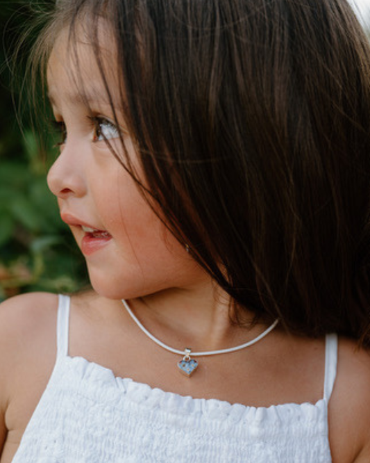 Tiny Heart Pendant with Forget Me Nots