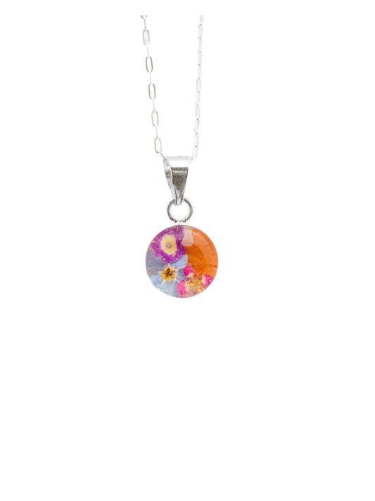 Tiny Round Necklace Wildflowers