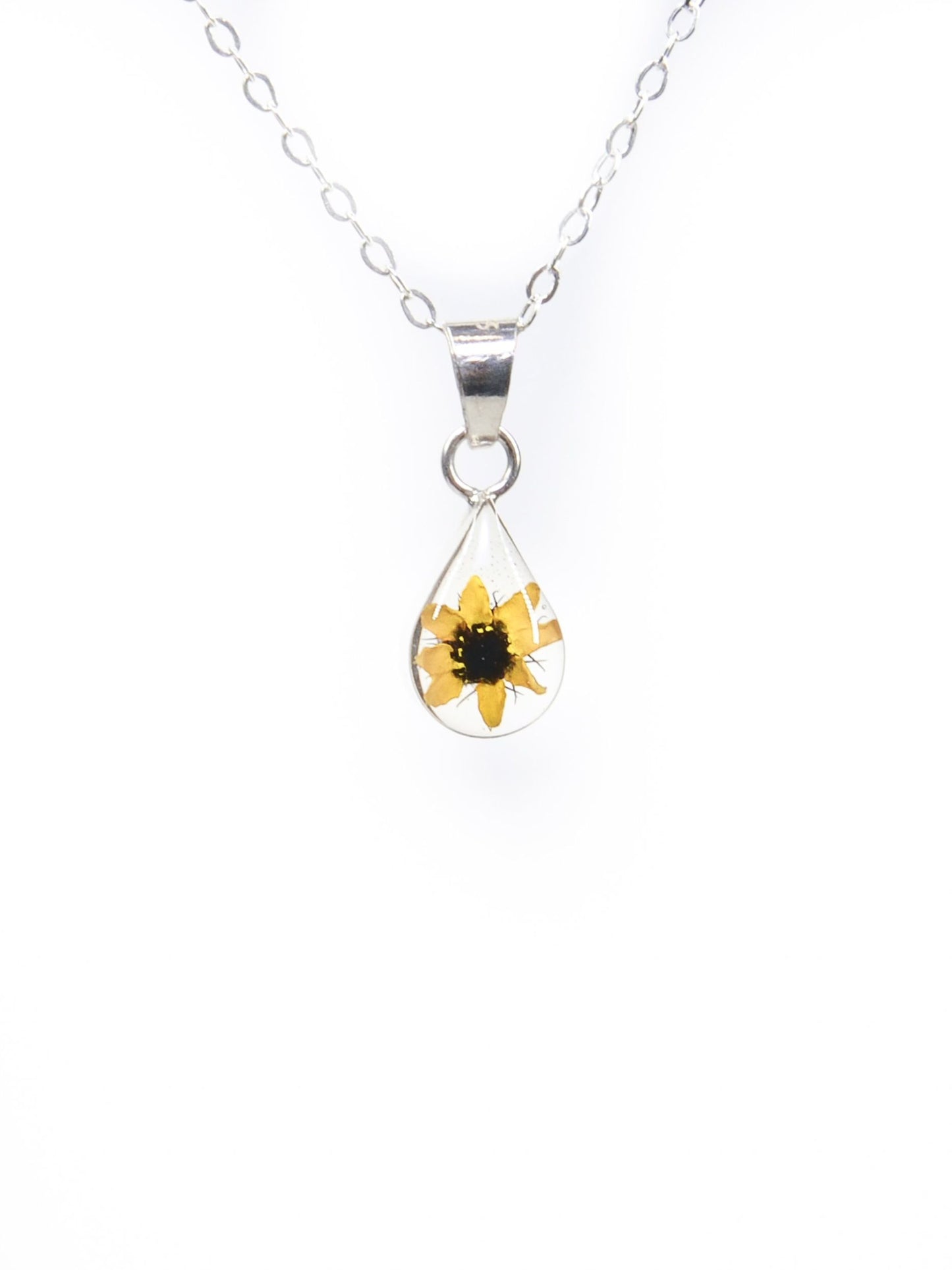 Tiny Teardrop Necklace Sunflower