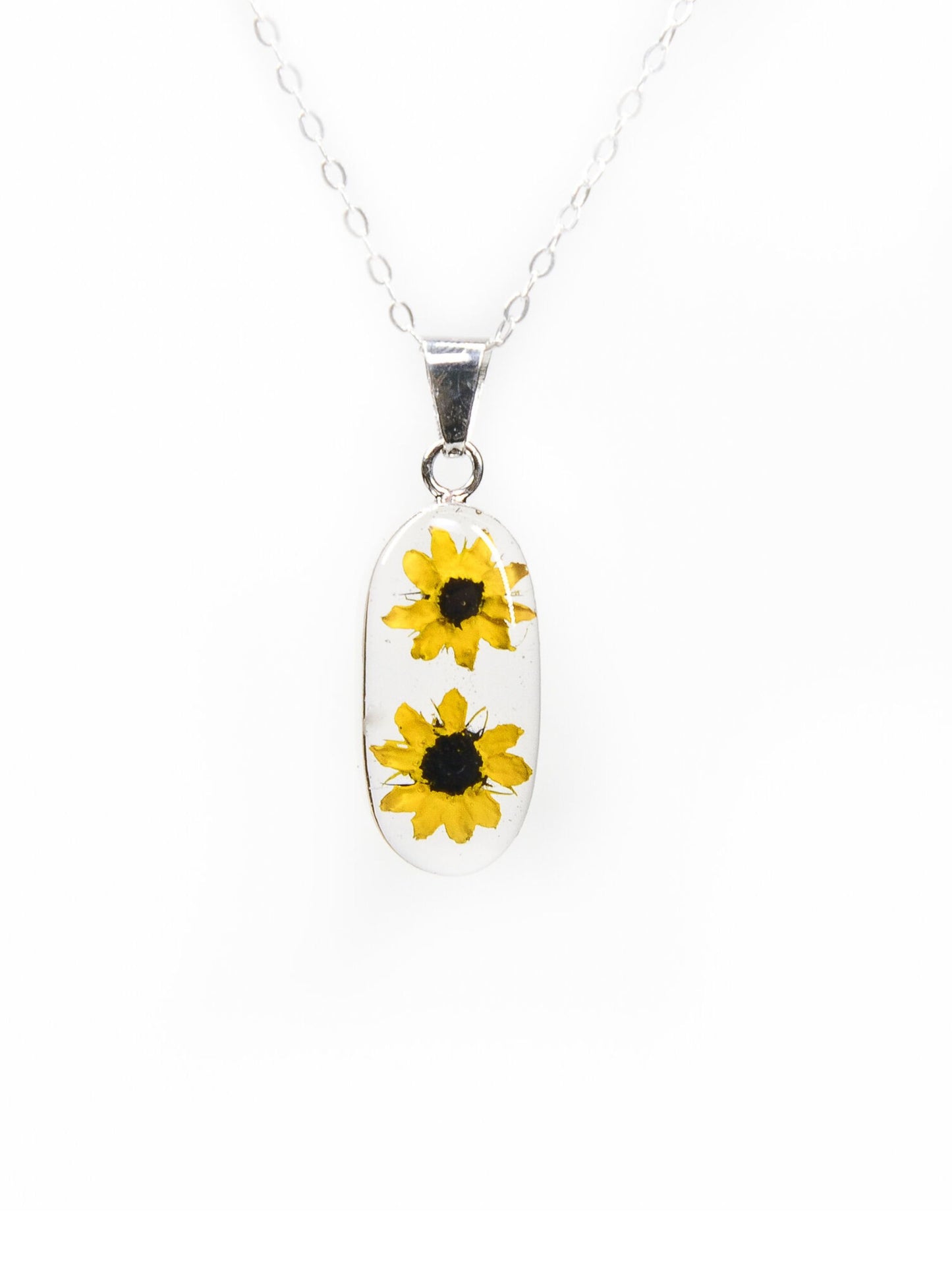 Tiny Bar Necklace Sunflowers